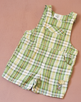 Green checkered overall with a Babar the Elephant embroidery in a parachute | 18-24 months