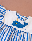 Striped dress with embroidered whale | 12-18 months