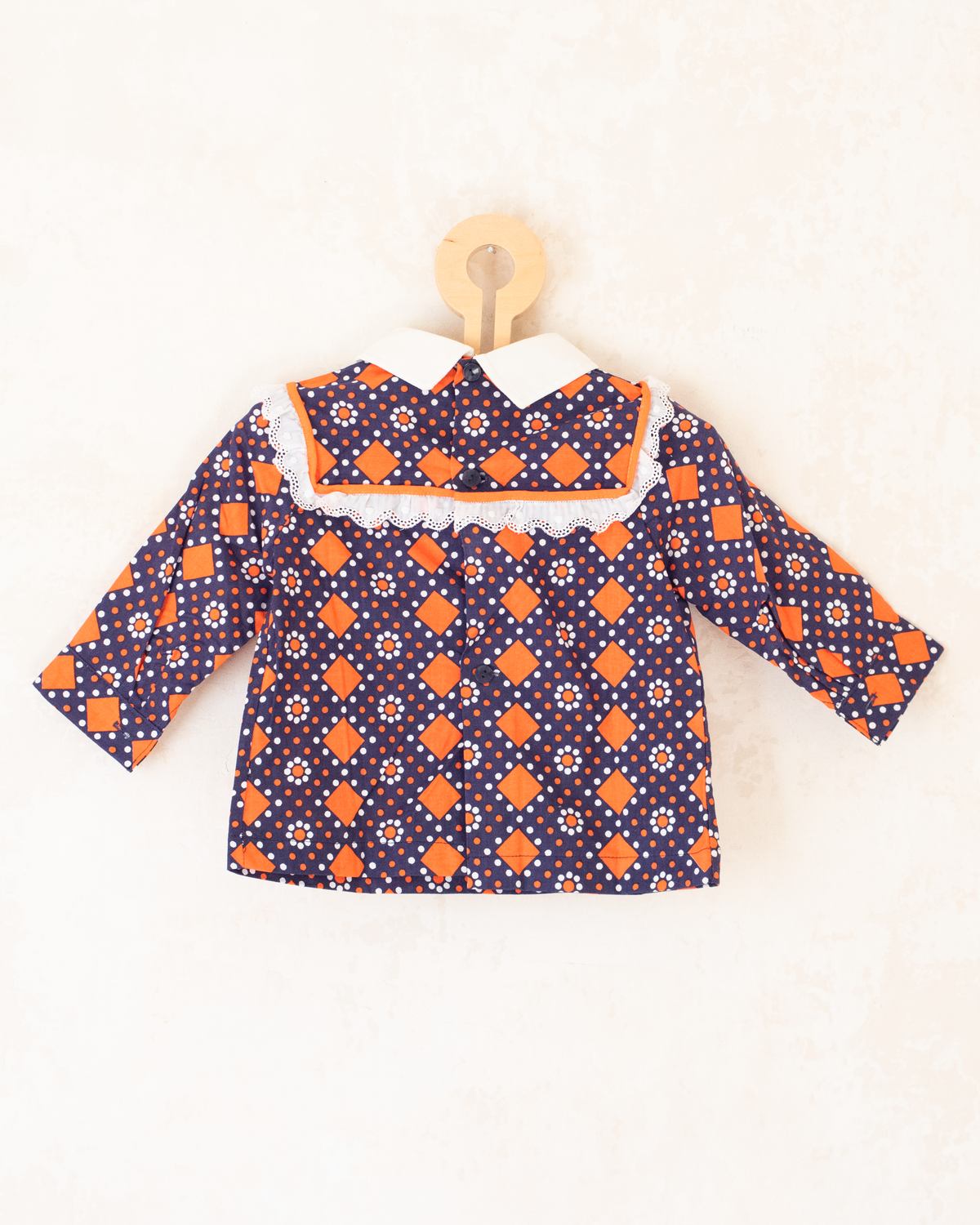 Seventies floral shirt with collar | French deadstock | 12-18 months
