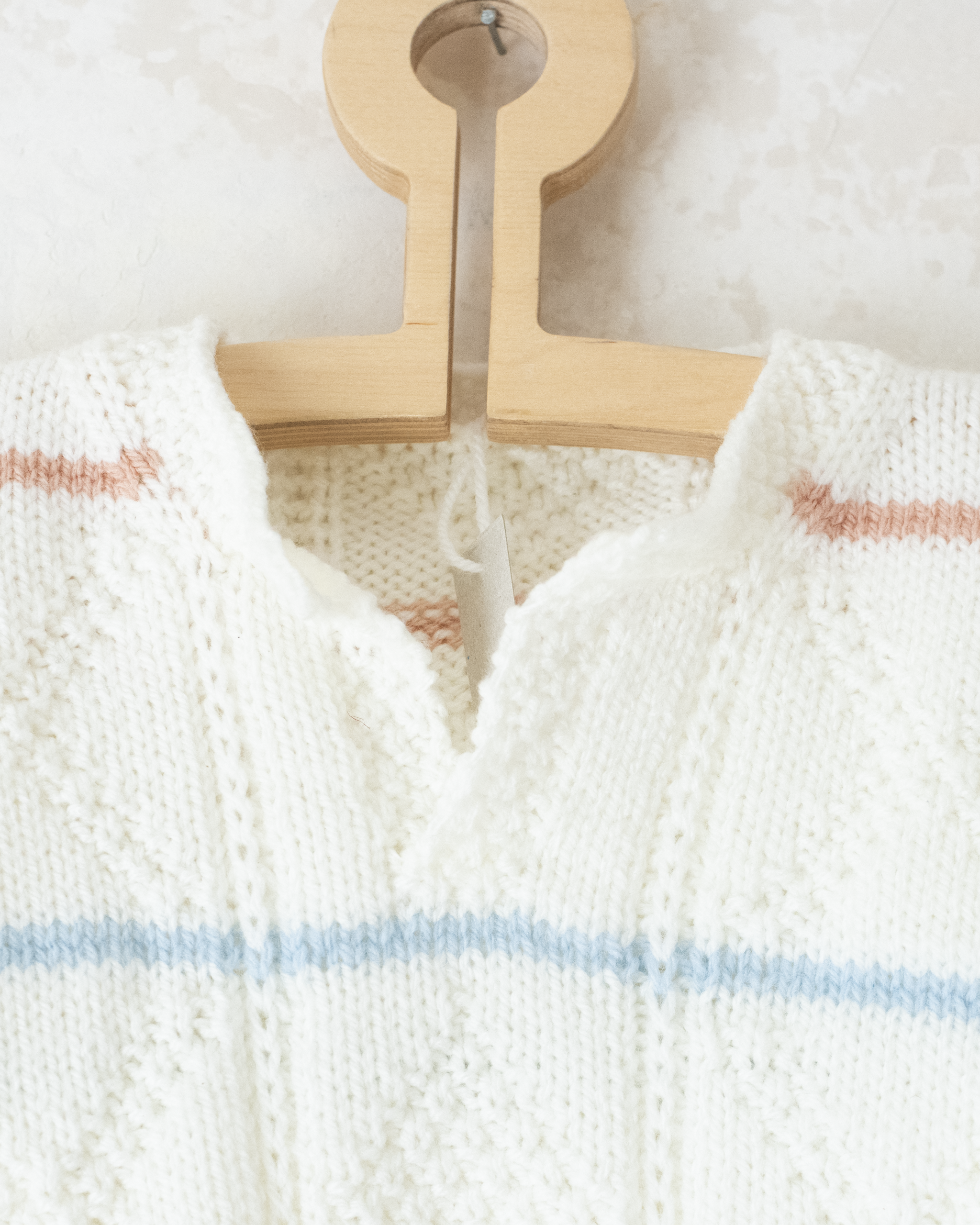 סריג צמר לבן עם פסים | 18-24 חודשים