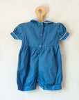Blue embroidered sailboat romper | French deadstock | 9-12 months