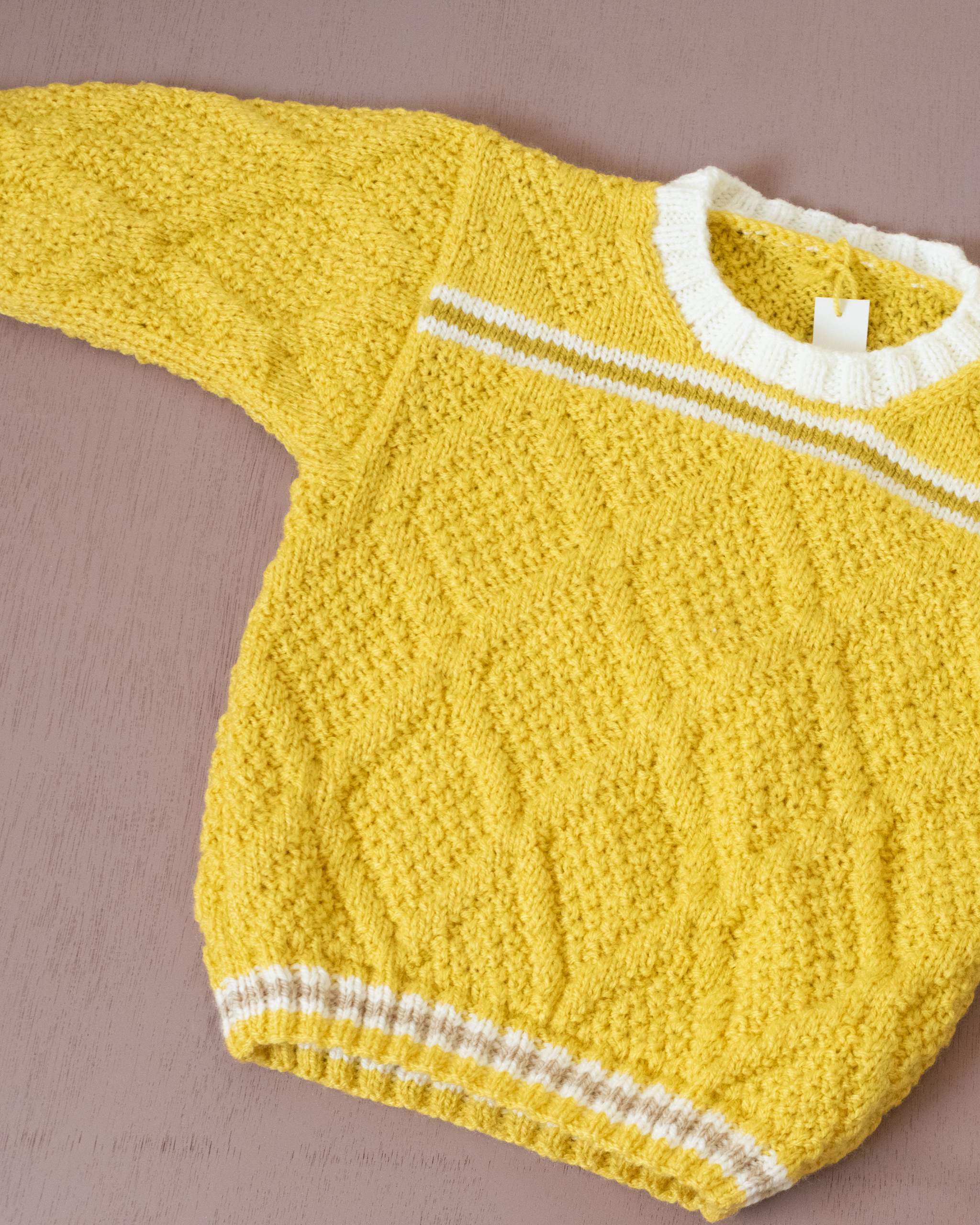 סריג צמר צהוב עם פסים | 18-24 חודשים