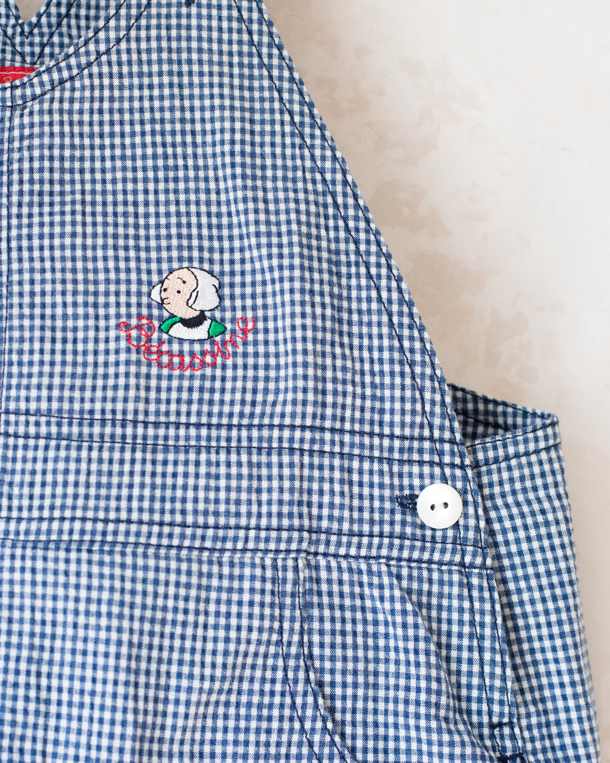 Checkered overalls with embroidery by Baxin from France | 5-6 years