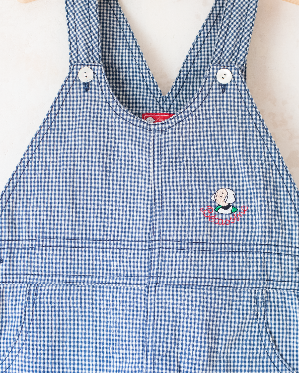 Checkered overalls with embroidery by Baxin from France | 5-6 years