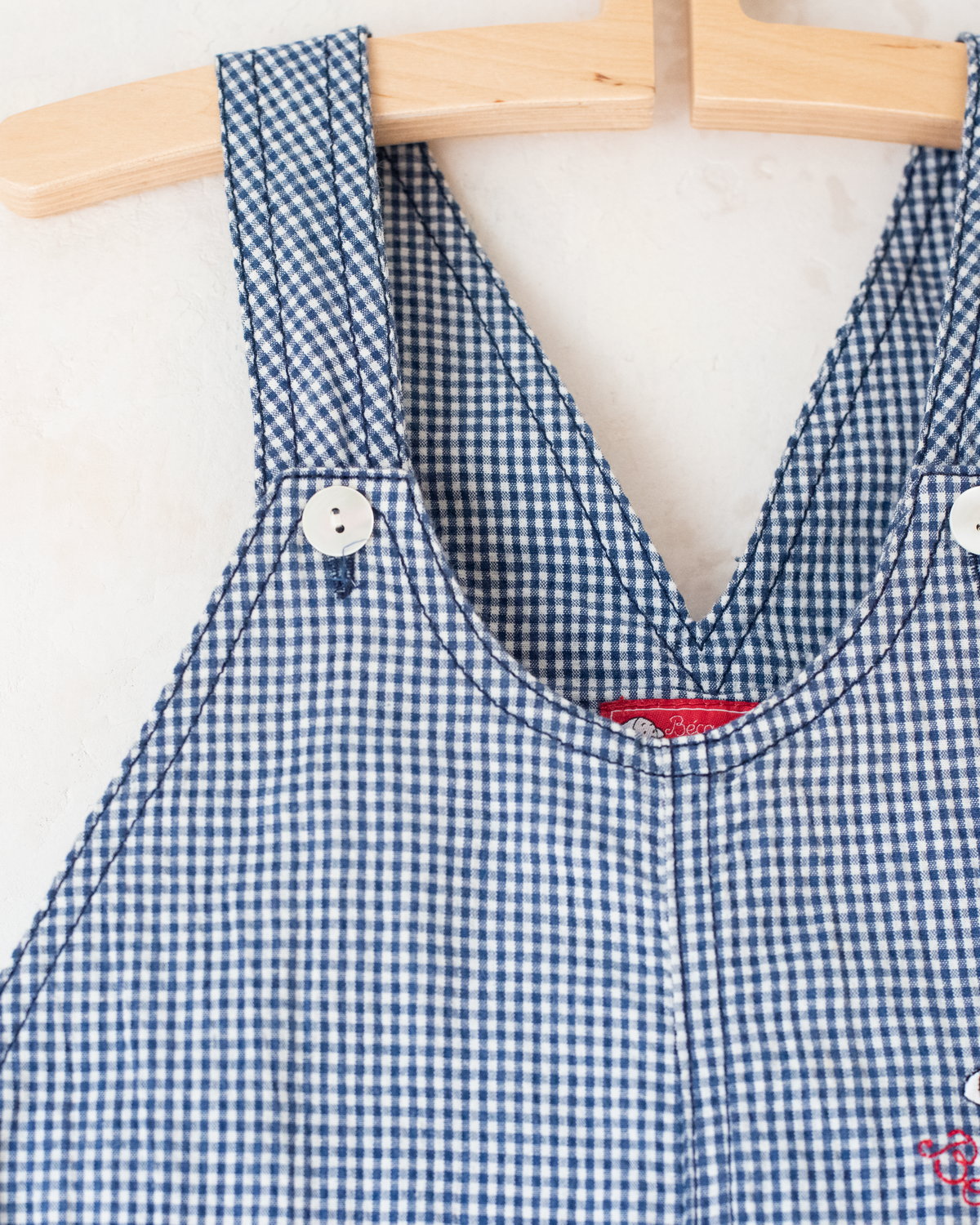 Checkered overalls with embroidery by Baxin from France | 5-6 years