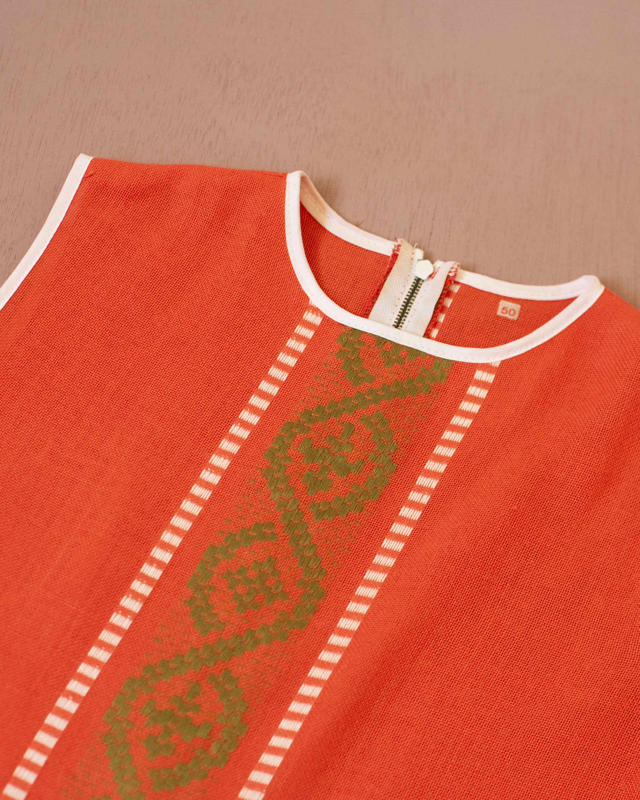 Orange dress made of ethnic woven fabric | 3-4 years