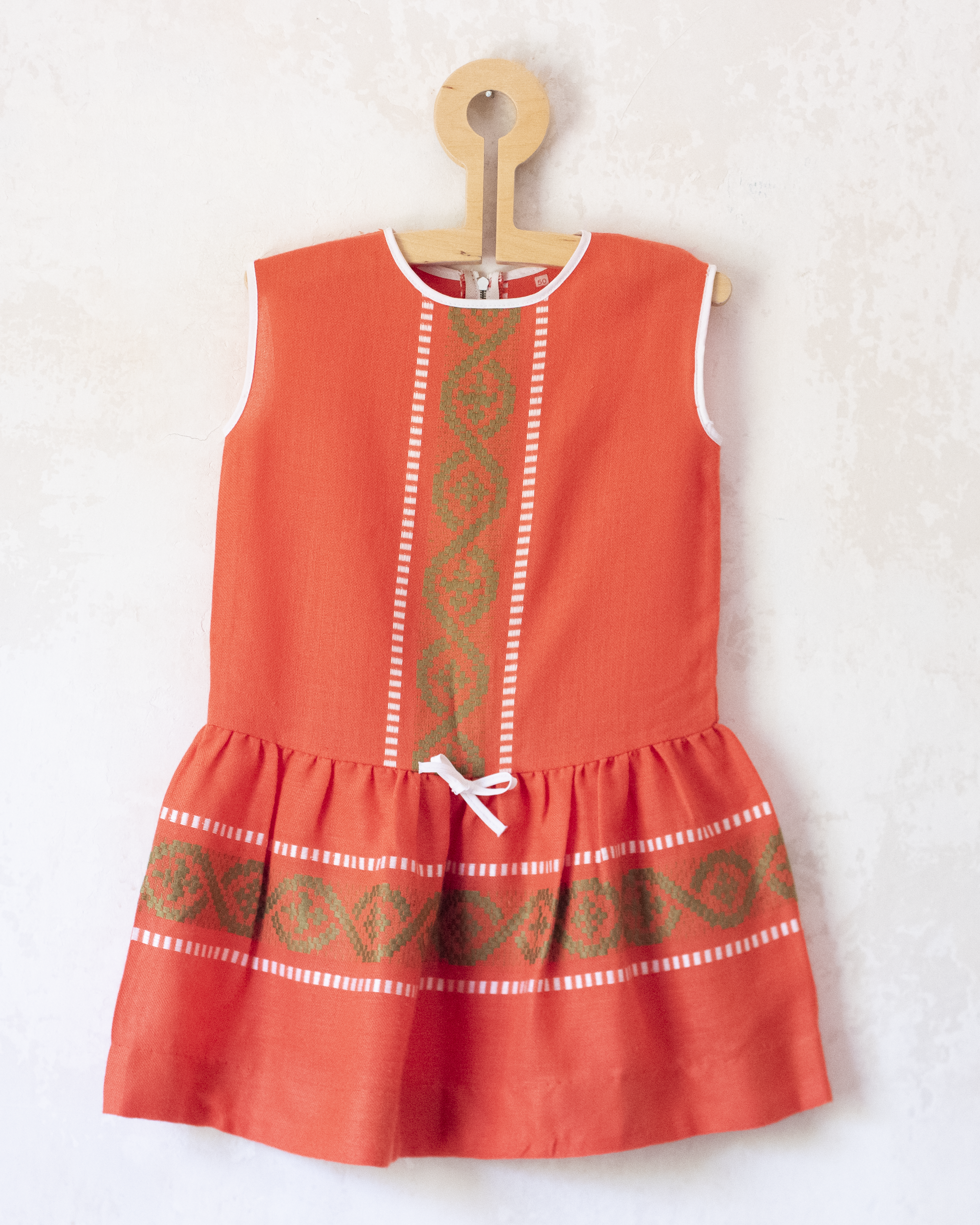 Orange dress made of ethnic woven fabric | 3-4 years