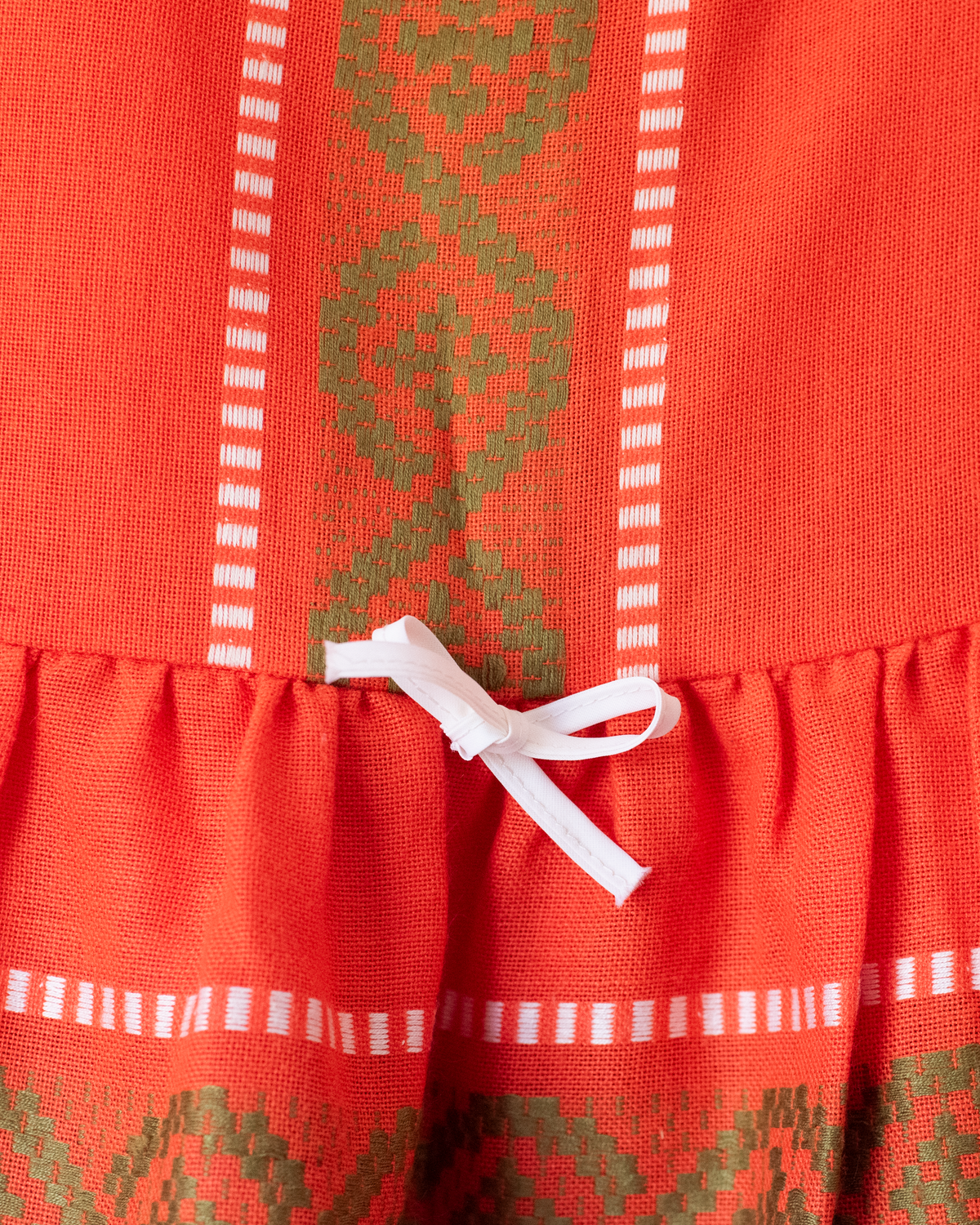 Orange dress made of ethnic woven fabric | 3-4 years