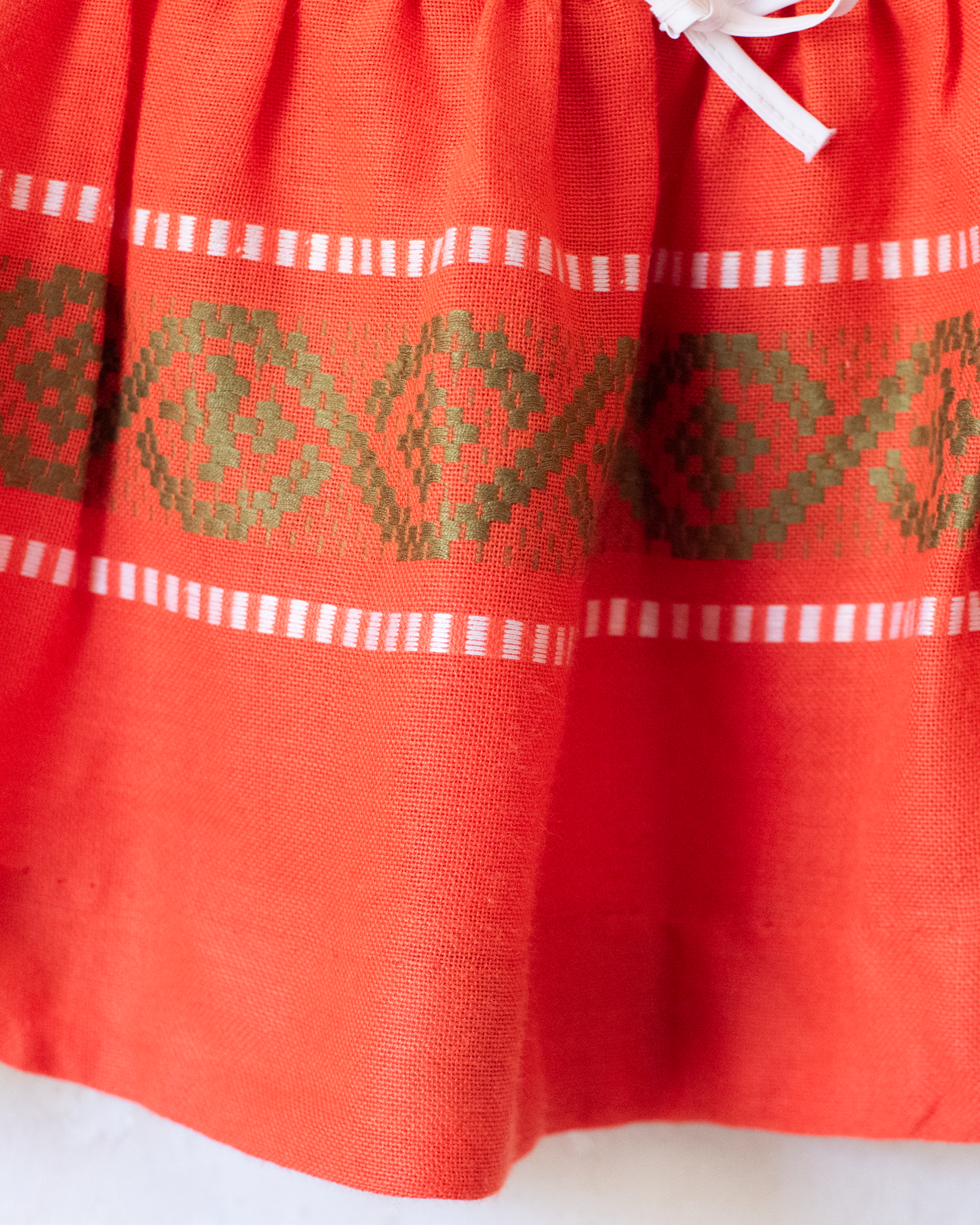 Orange dress made of ethnic woven fabric | 3-4 years