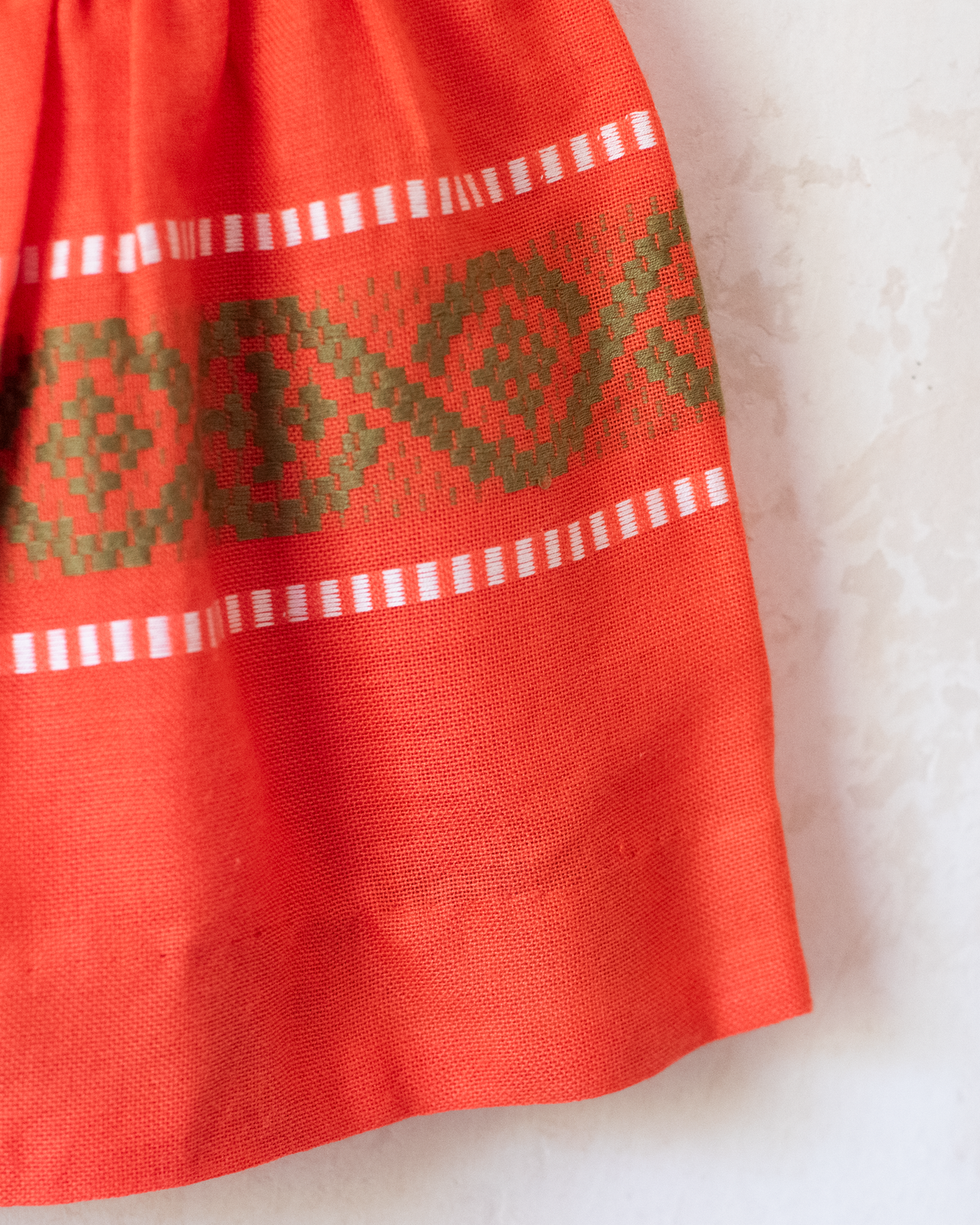 Orange dress made of ethnic woven fabric | 3-4 years