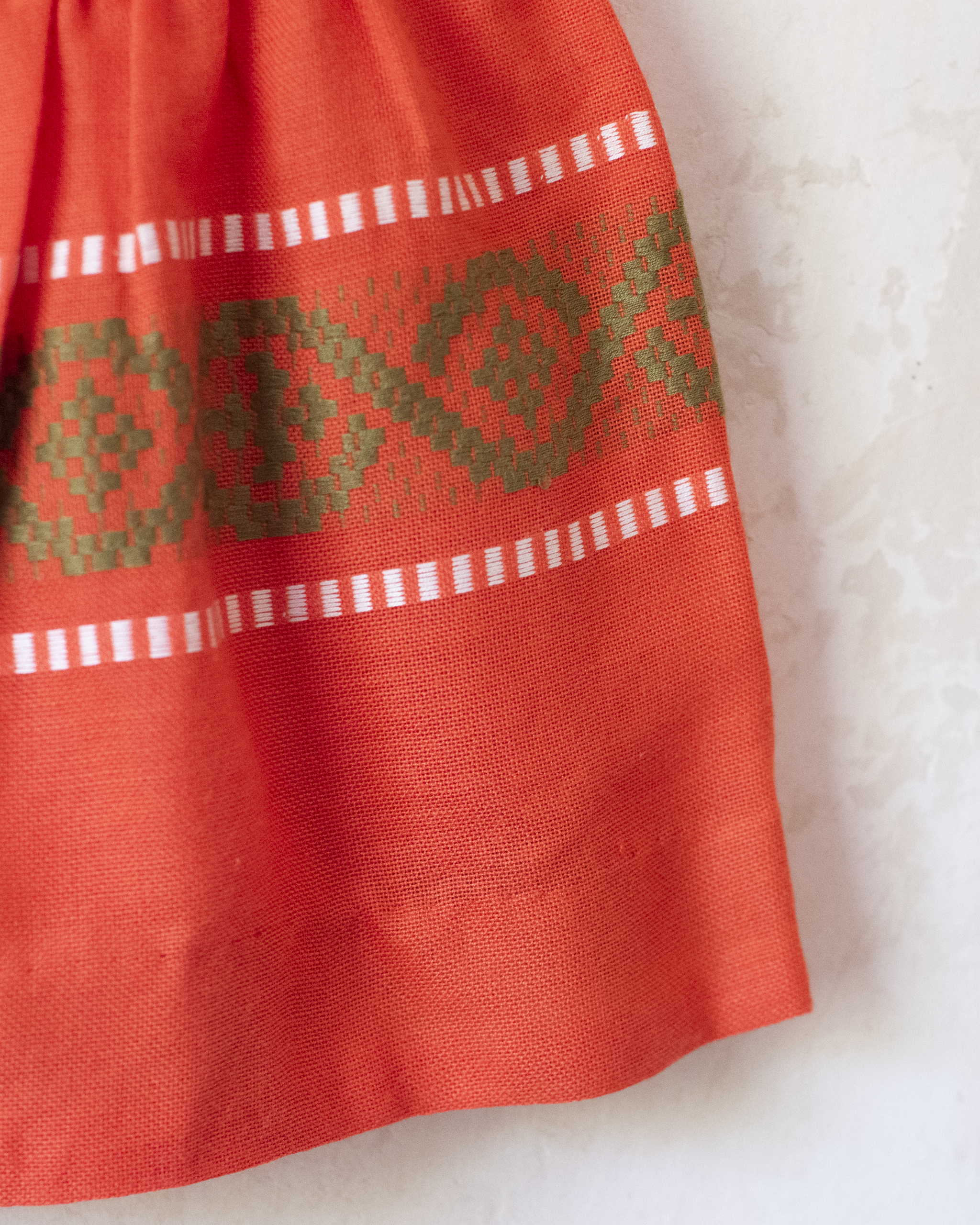 Orange dress made of ethnic woven fabric | 3-4 years