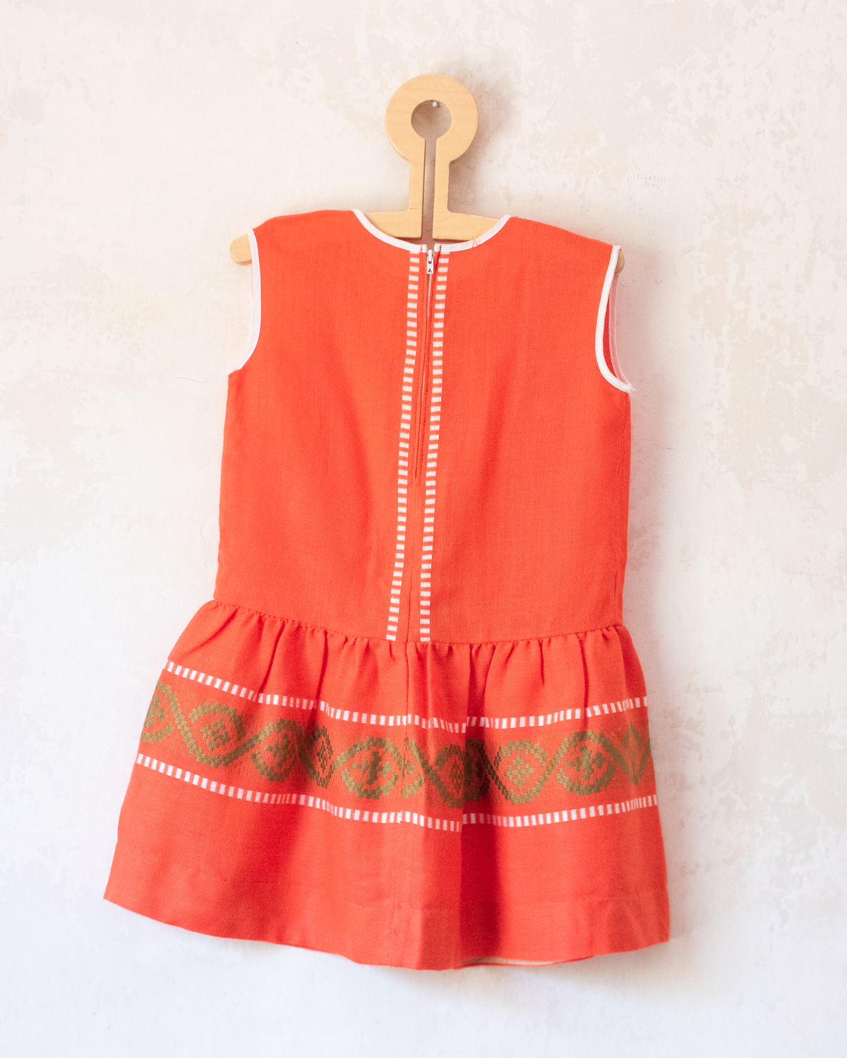 Orange dress made of ethnic woven fabric | 3-4 years