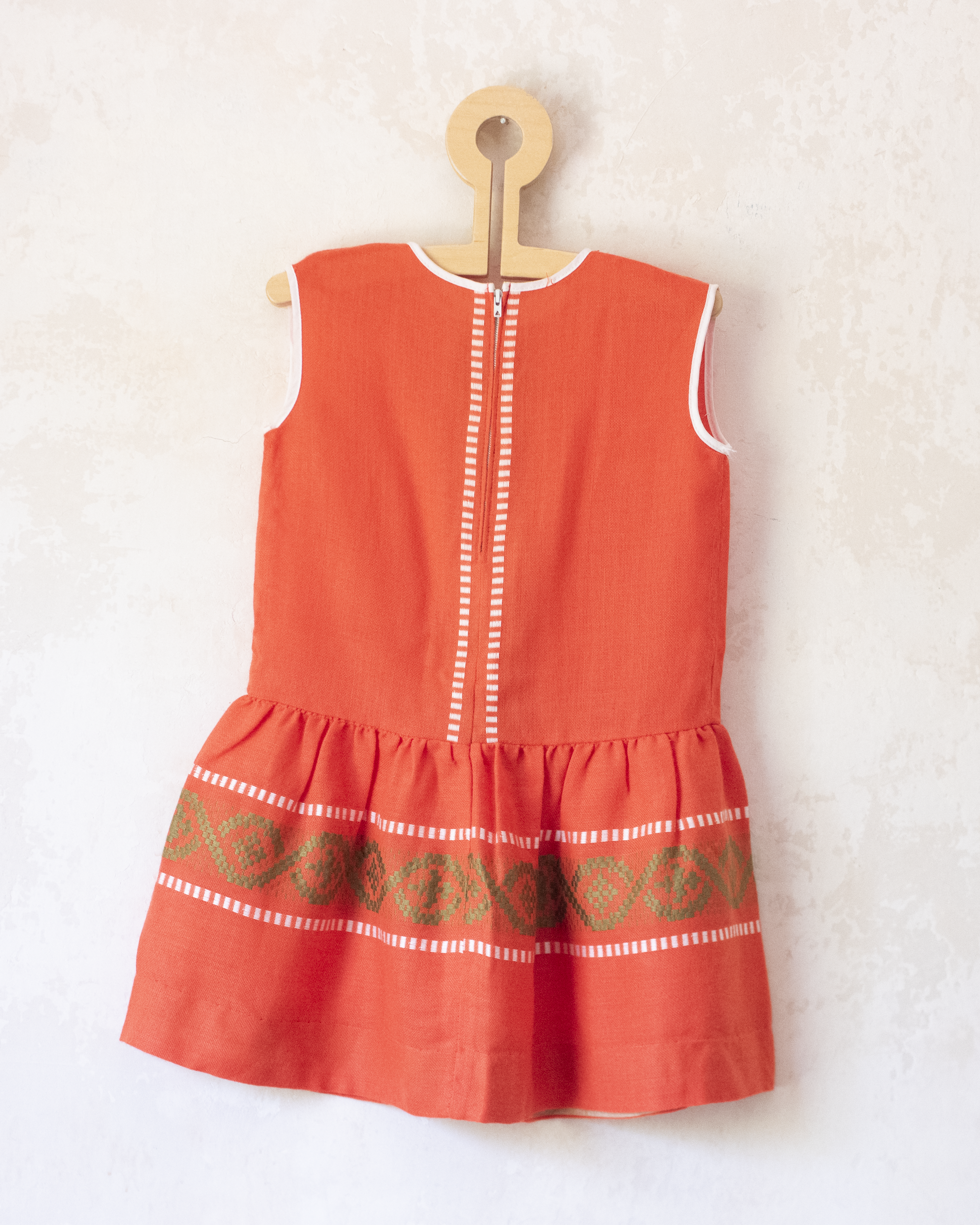 Orange dress made of ethnic woven fabric | 3-4 years
