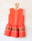 Orange dress made of ethnic woven fabric | 3-4 years