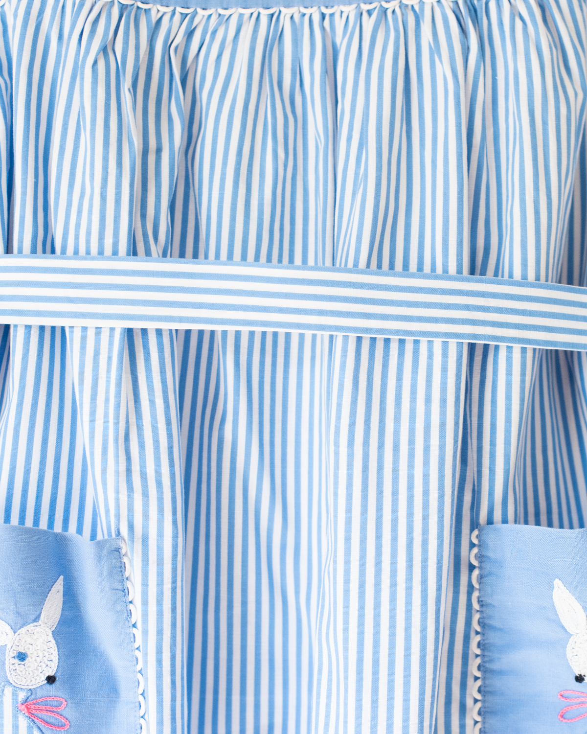 Striped dress with embroidered rabbits from the 50s | 3-4 years