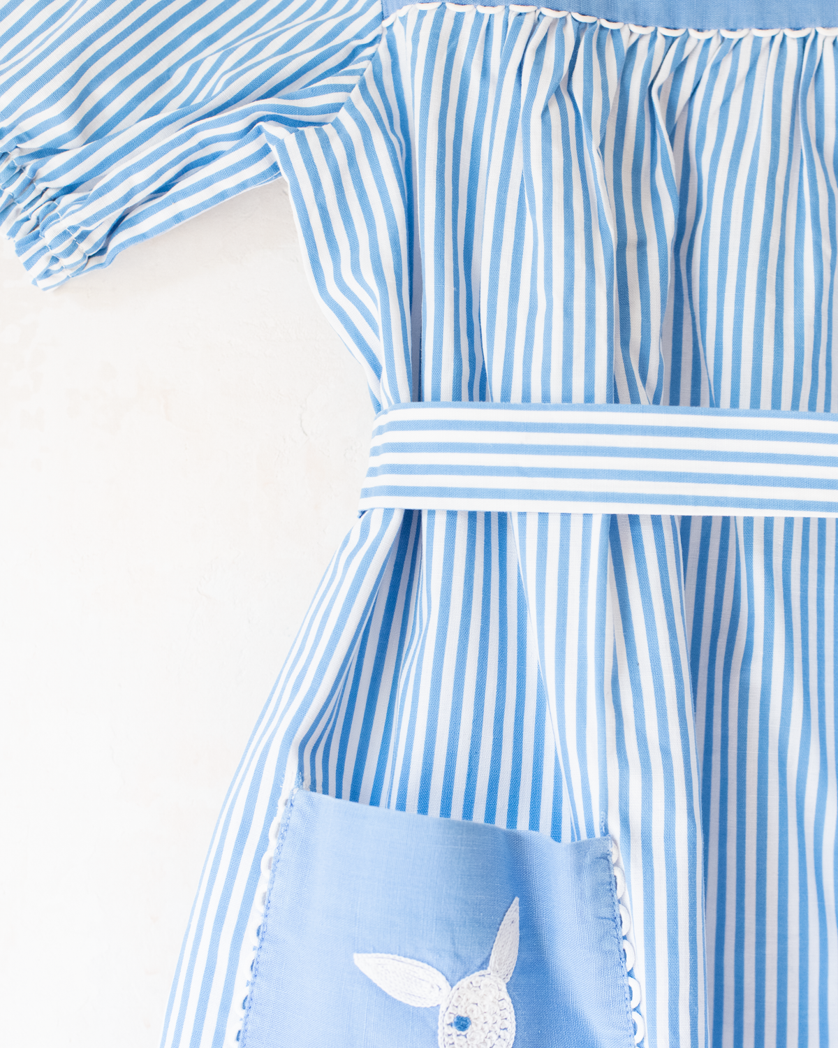 Striped dress with embroidered rabbits from the 50s | 3-4 years