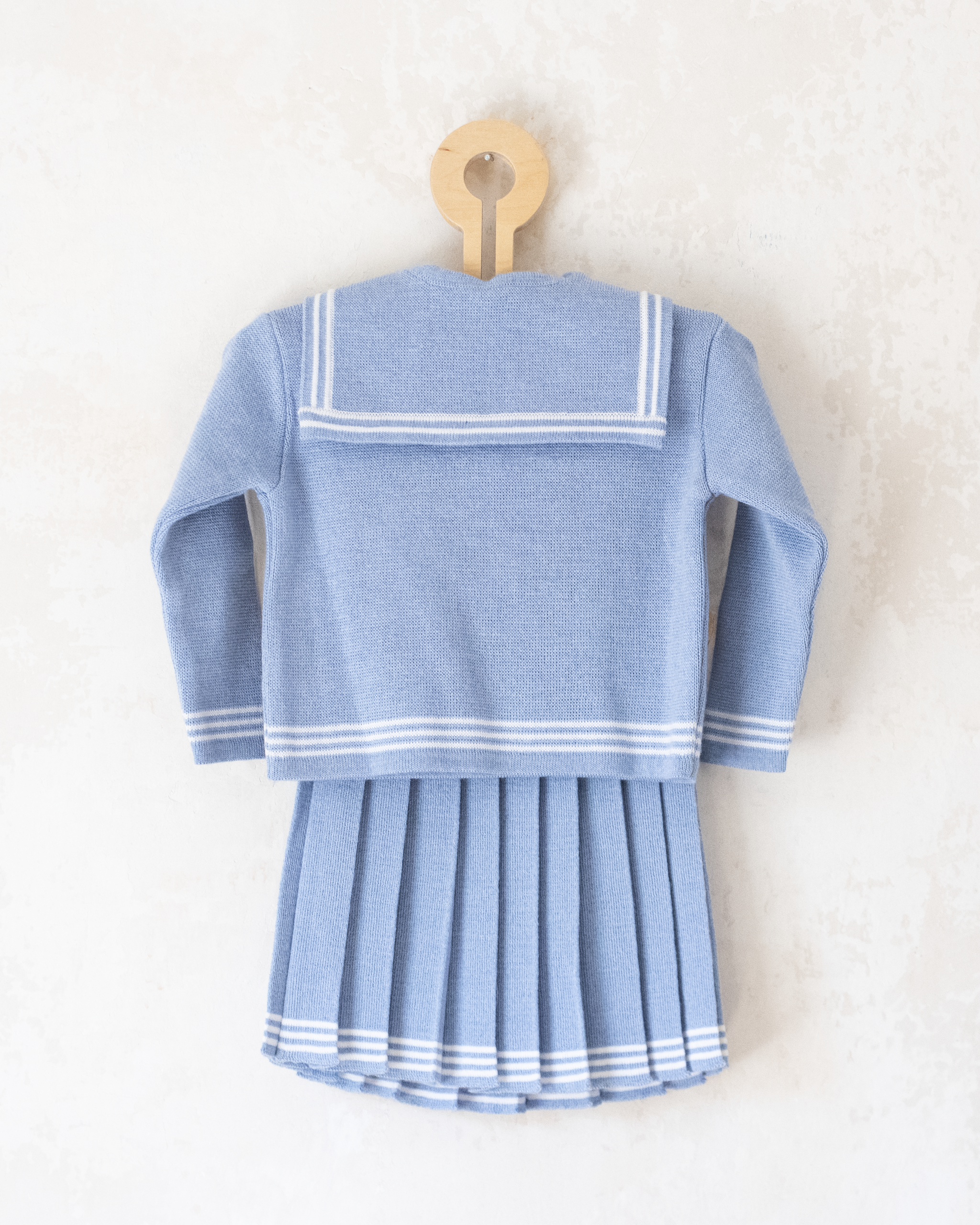 סט ימאים תכלת סריג וחצאית | 12-18 חודשים