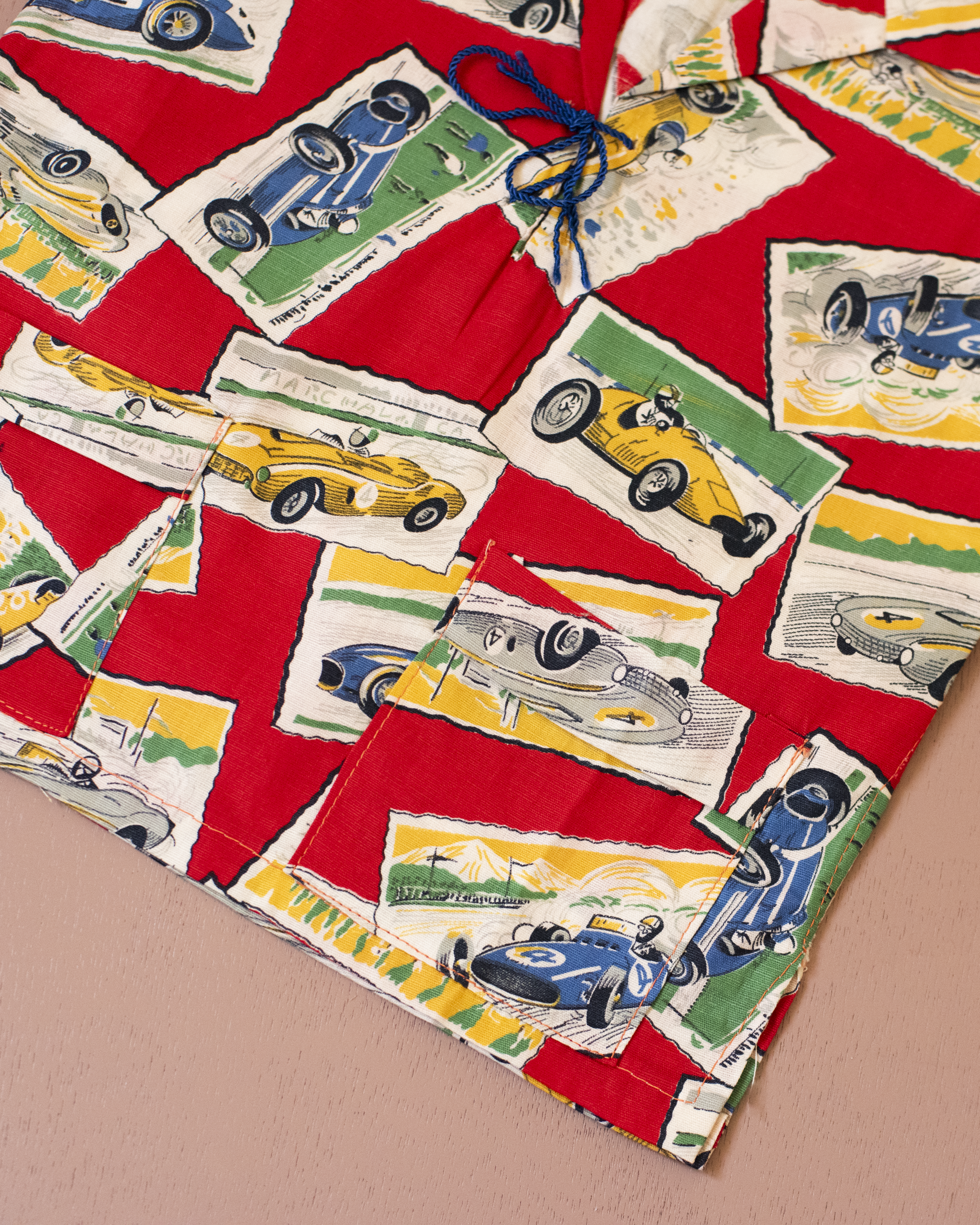 Red shirt with race cars | 1960s Italian deadstock | 18-24 months
