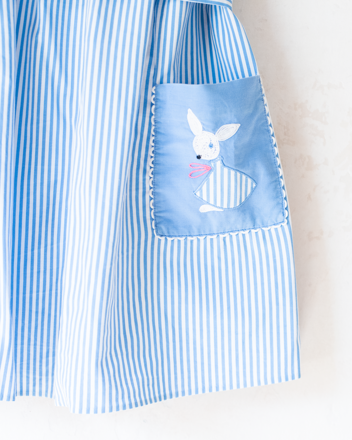 Striped dress with embroidered rabbits from the 50s | 3-4 years
