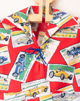 Red shirt with race cars | 1960s Italian deadstock | 18-24 months