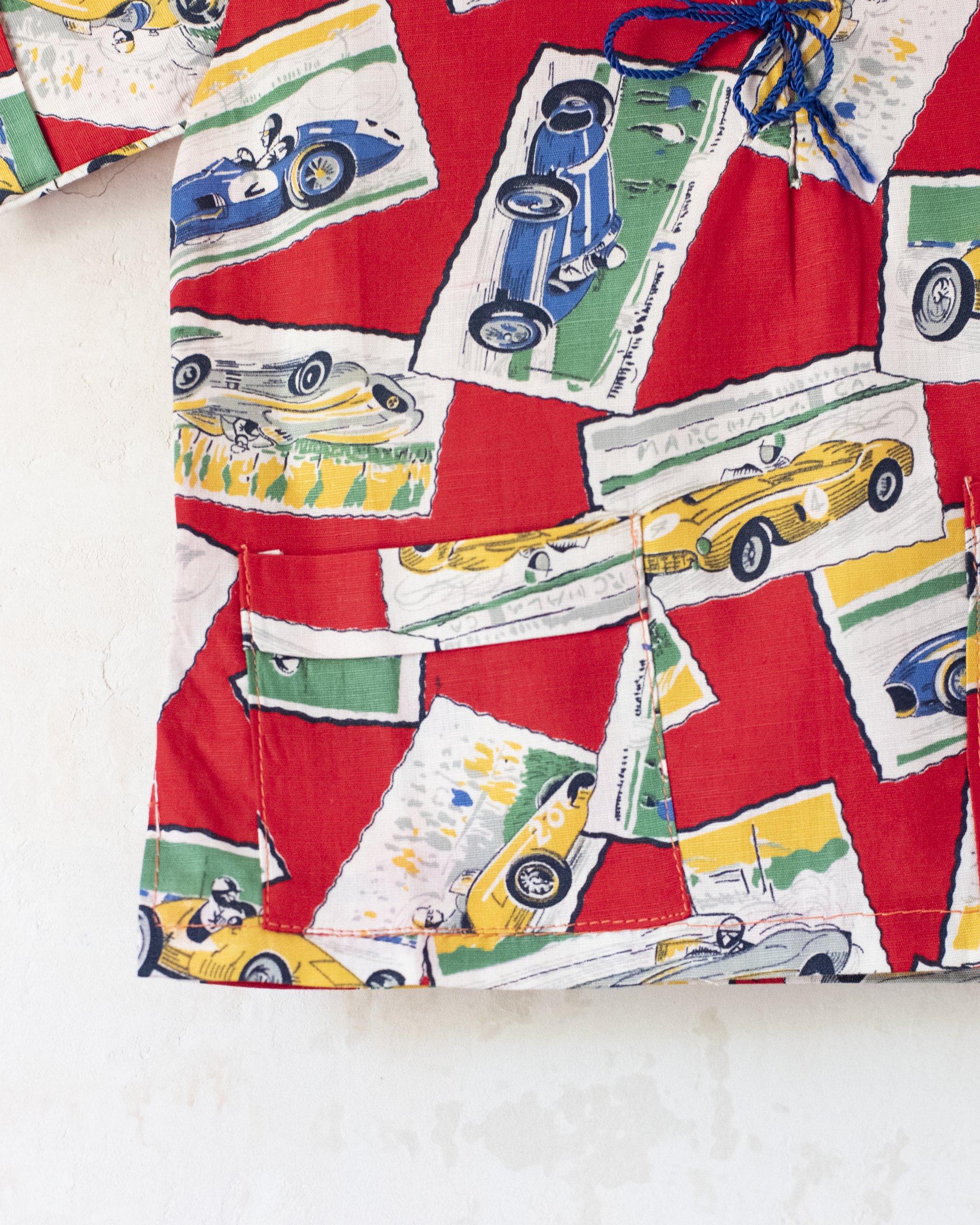 Red shirt with race cars | 1960s Italian deadstock | 18-24 months