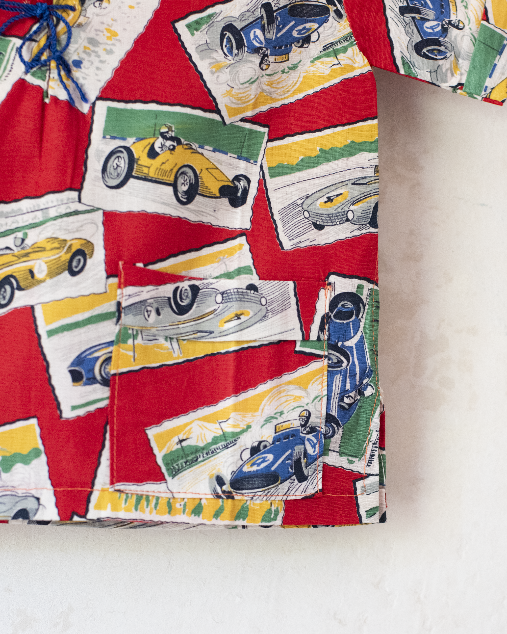 Red shirt with race cars | 1960s Italian deadstock | 18-24 months