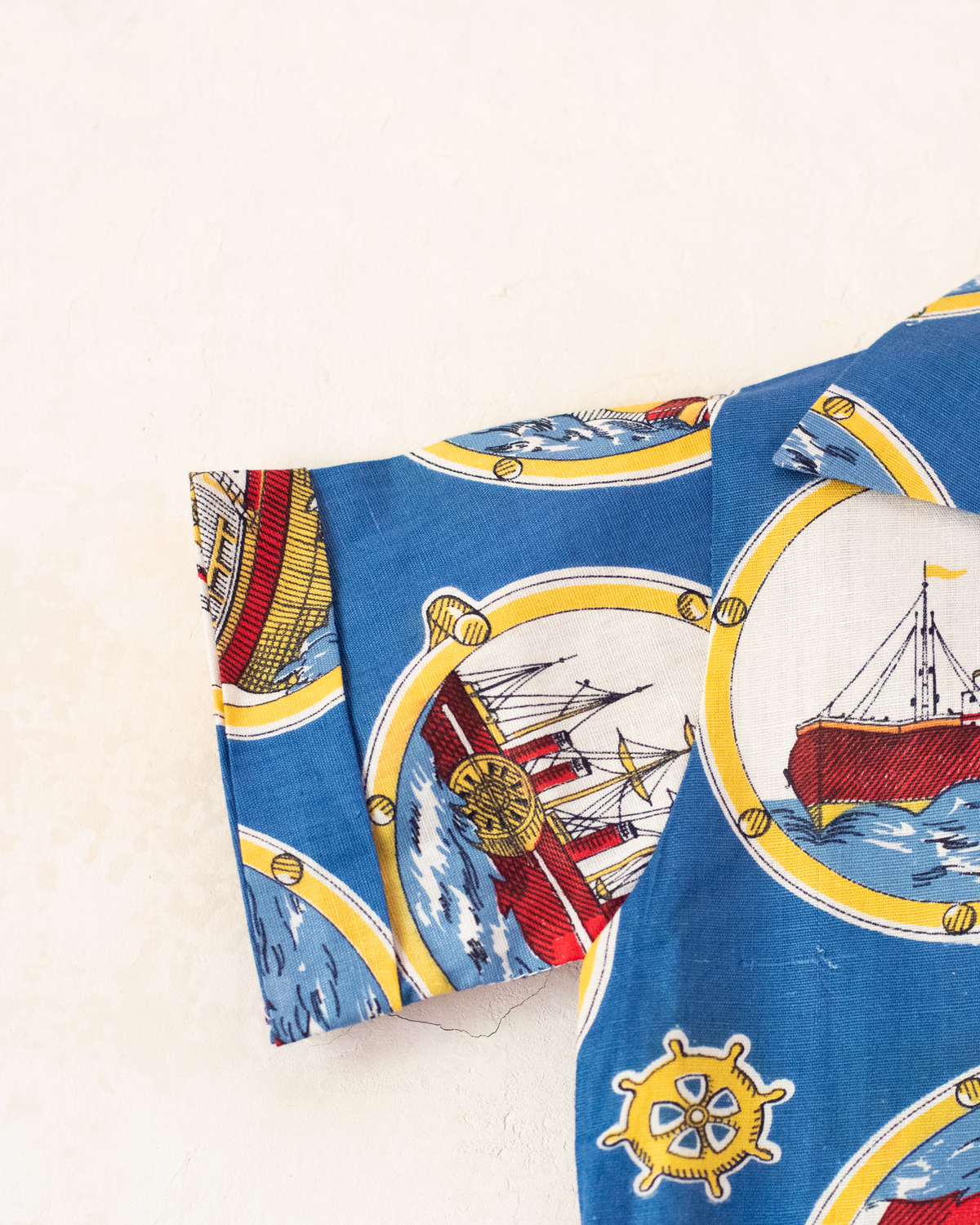 Blue shirt with ships and anchors | Italian deadstock from the 60s | 18-24 months