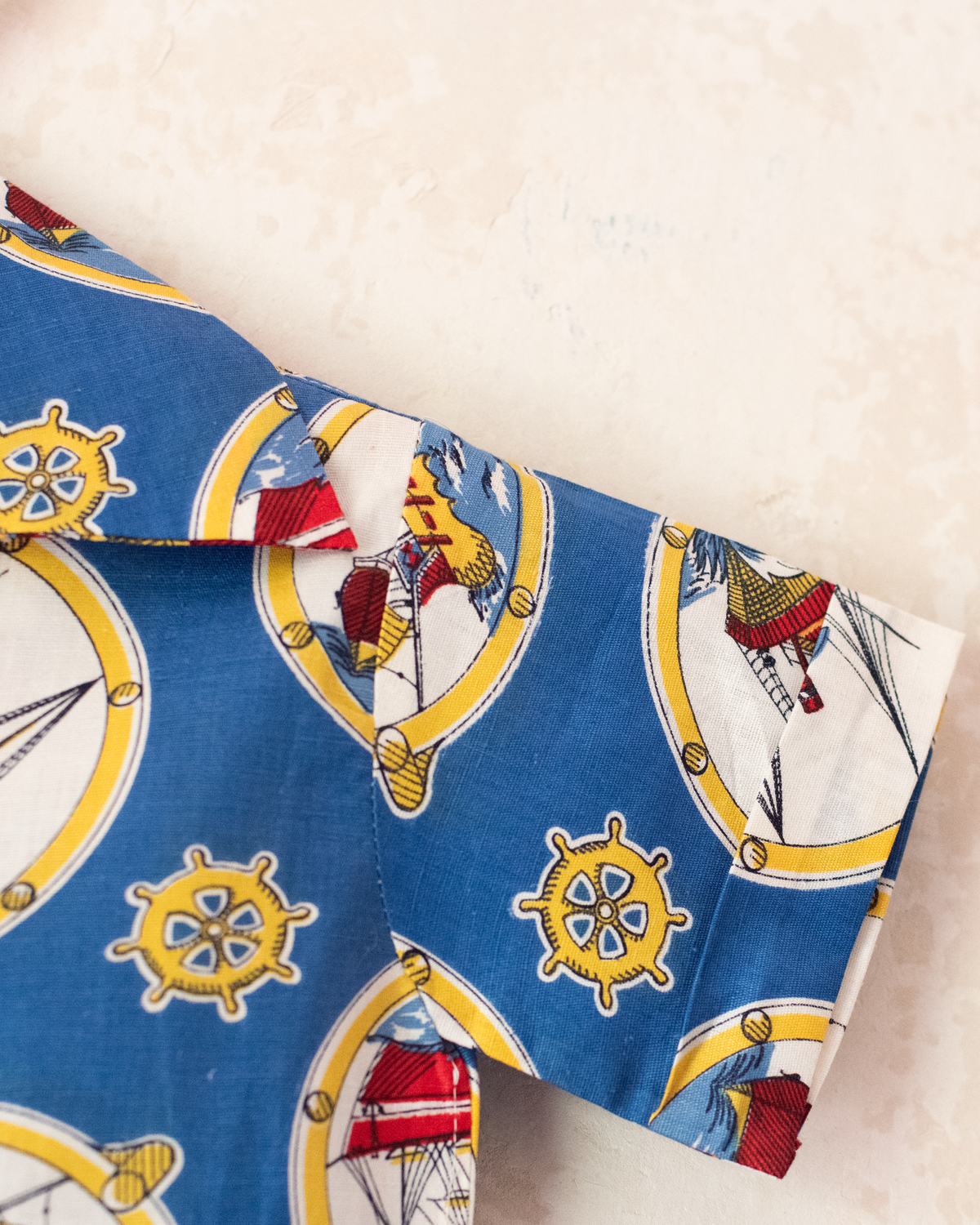 Blue shirt with ships and anchors | Italian deadstock from the 60s | 18-24 months