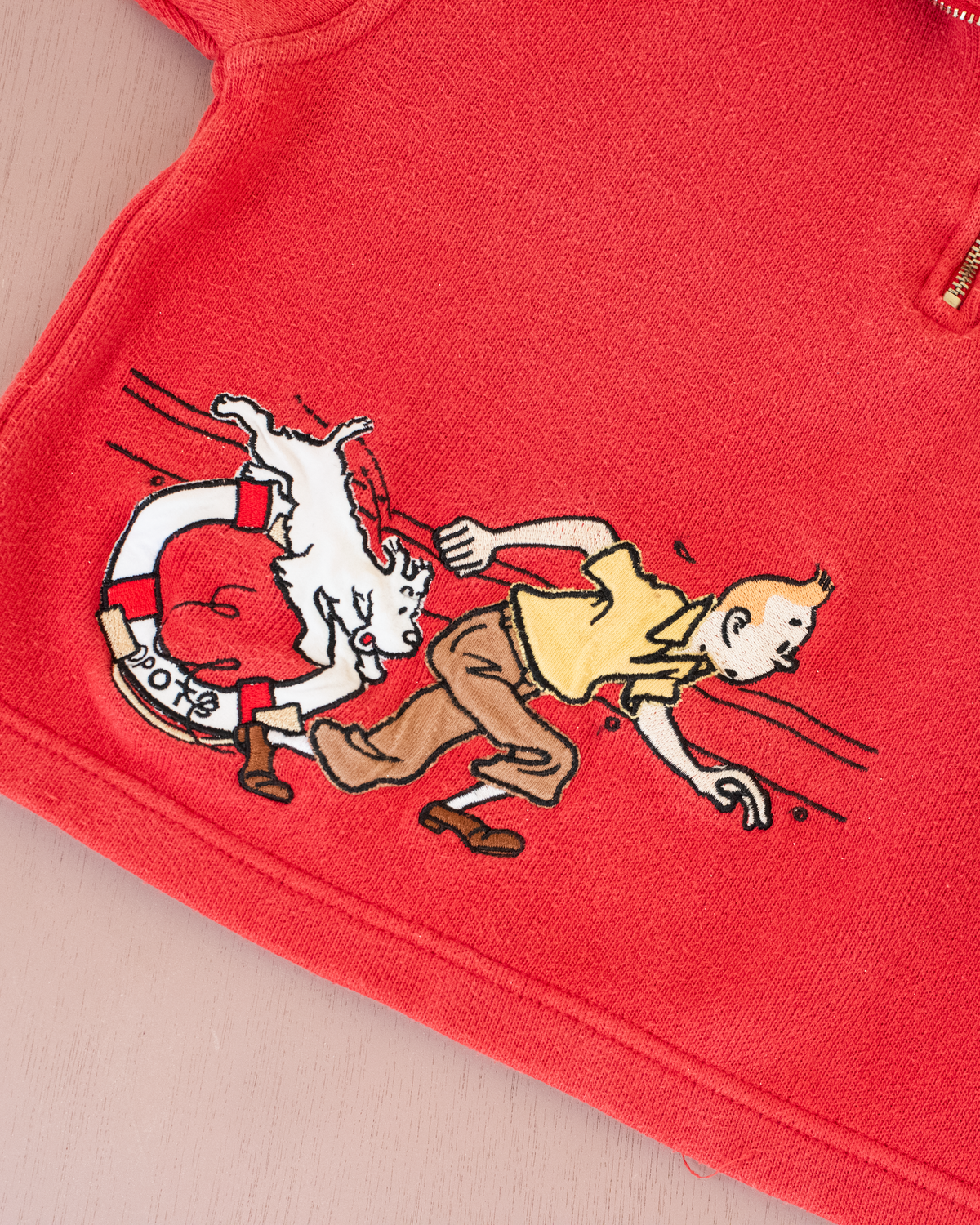 Red sweatshirt with Tintin and Milo | 3-4 years