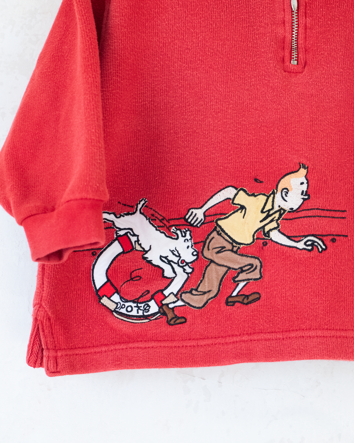 Red sweatshirt with Tintin and Milo | 3-4 years