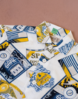 White button-down shirt with ads | French deadstock | 5-6 years