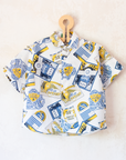White button-down shirt with ads | French deadstock | 5-6 years