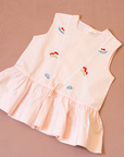 French pink tunic with mushroom and turtle embroidery | 9-18 months