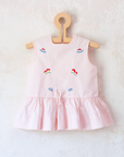 French pink tunic with mushroom and turtle embroidery | 9-18 months