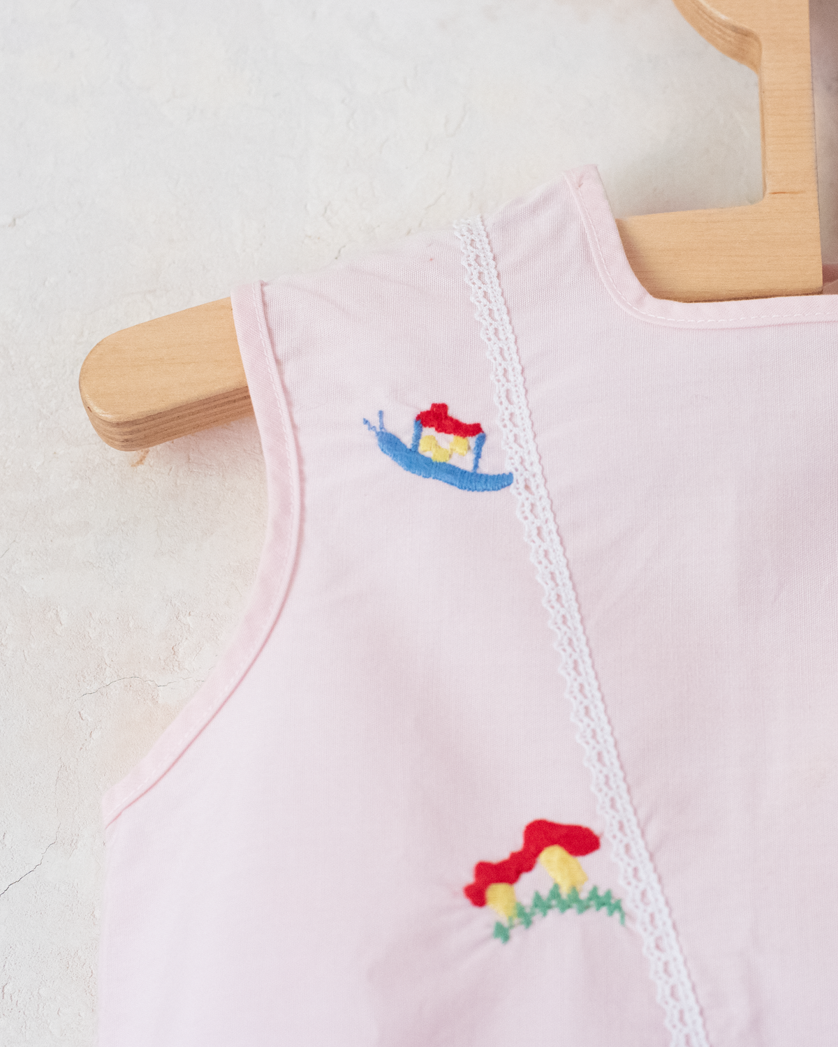 French pink tunic with mushroom and turtle embroidery | 9-18 months