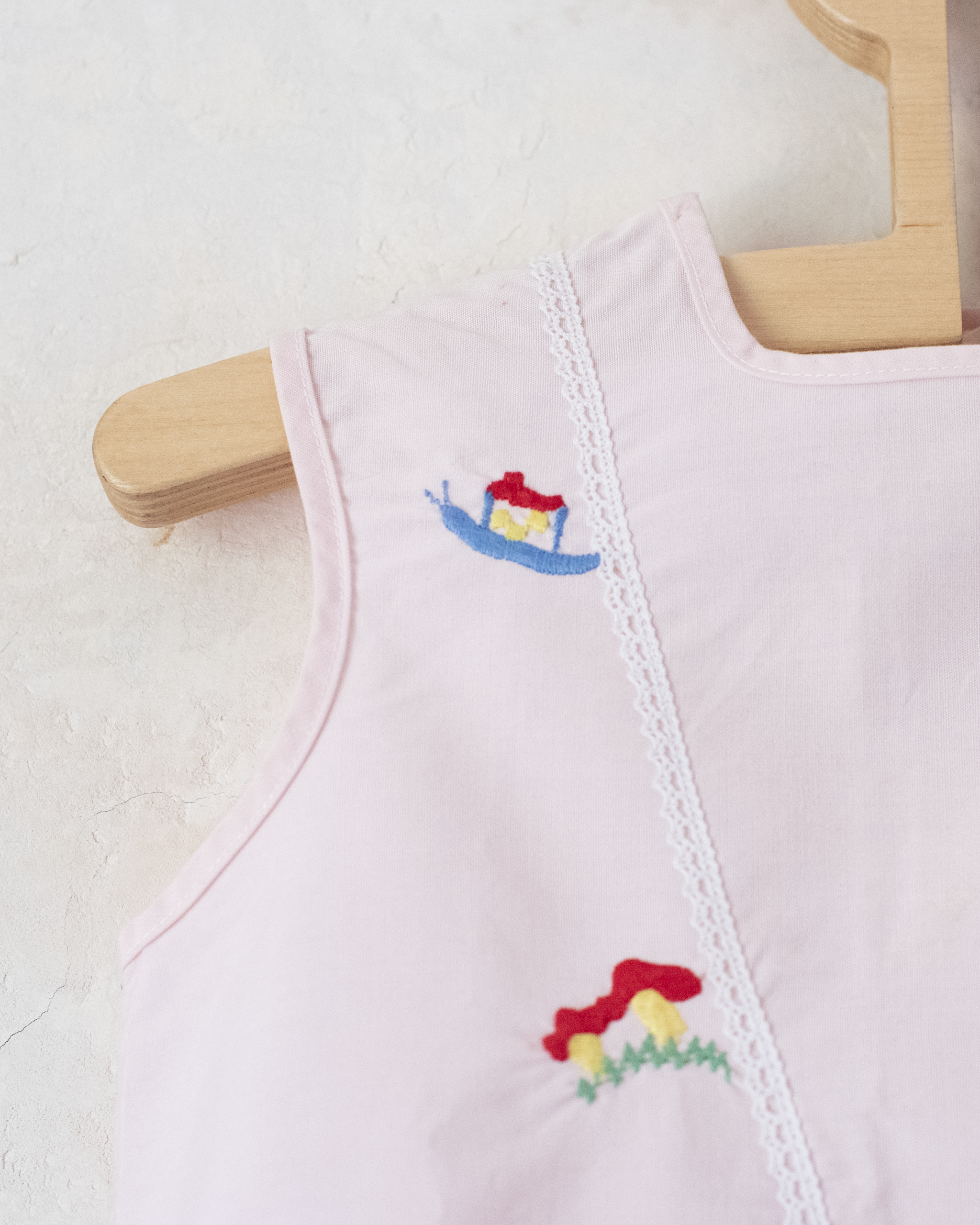French pink tunic with mushroom and turtle embroidery | 9-18 months