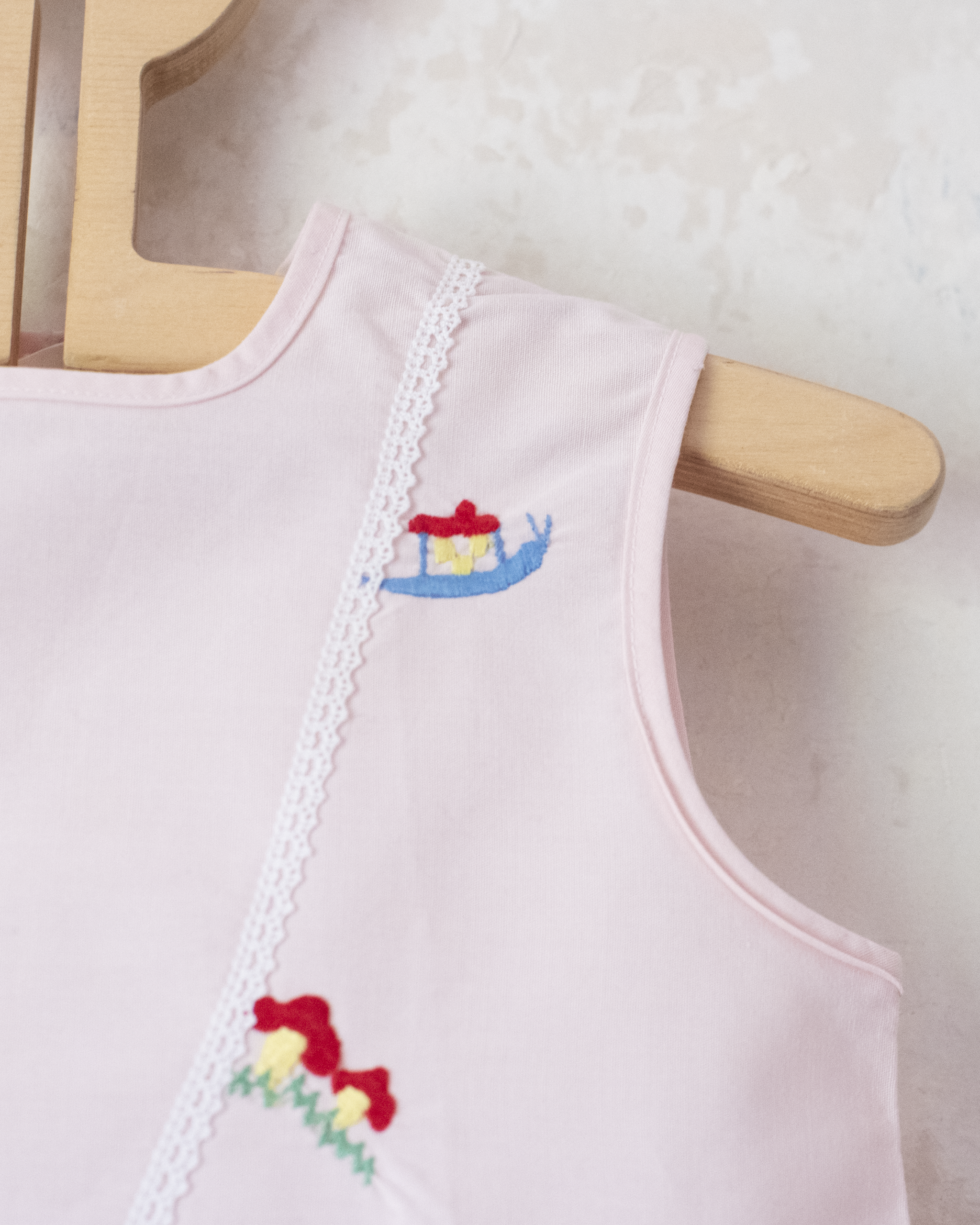 French pink tunic with mushroom and turtle embroidery | 9-18 months