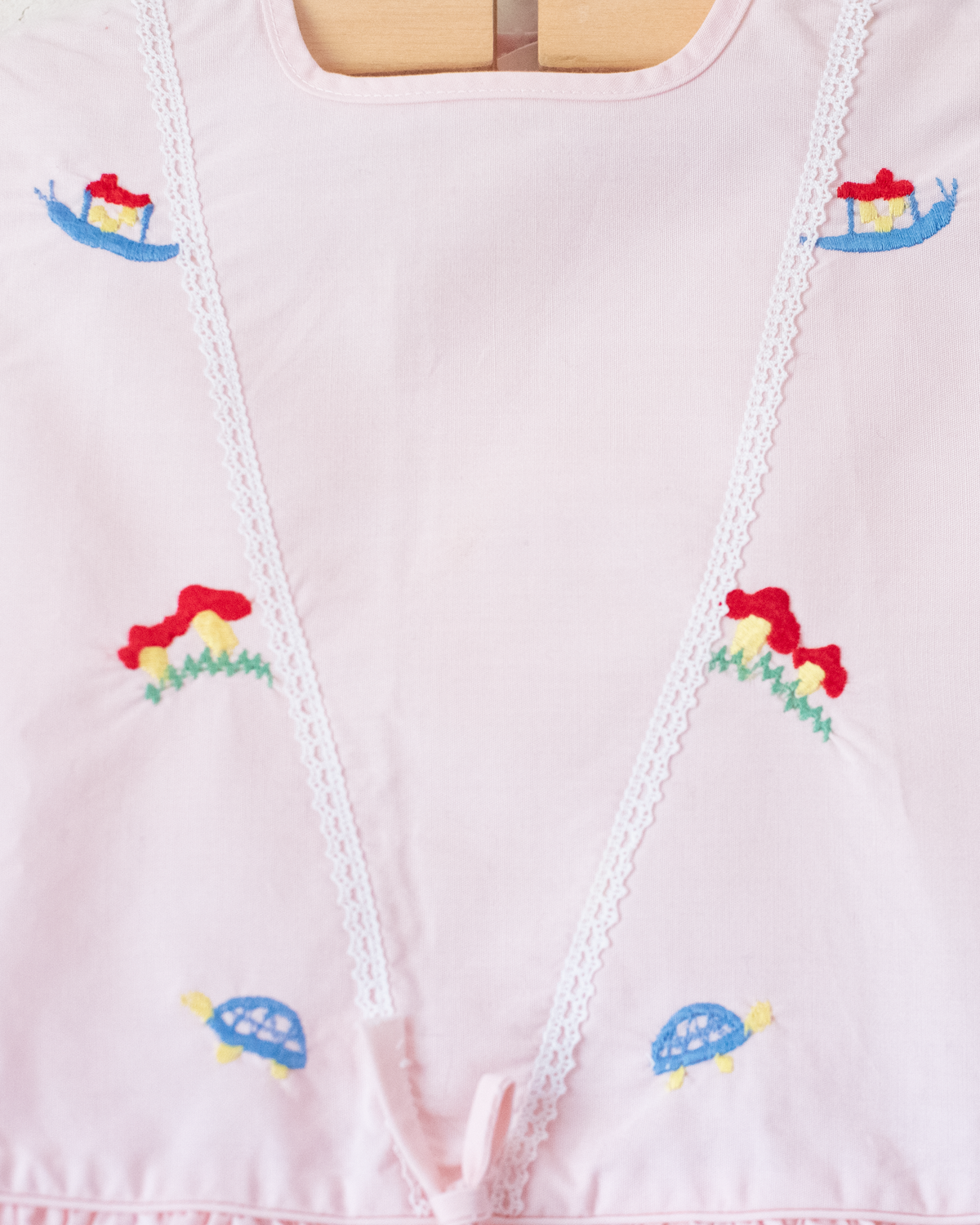 French pink tunic with mushroom and turtle embroidery | 9-18 months