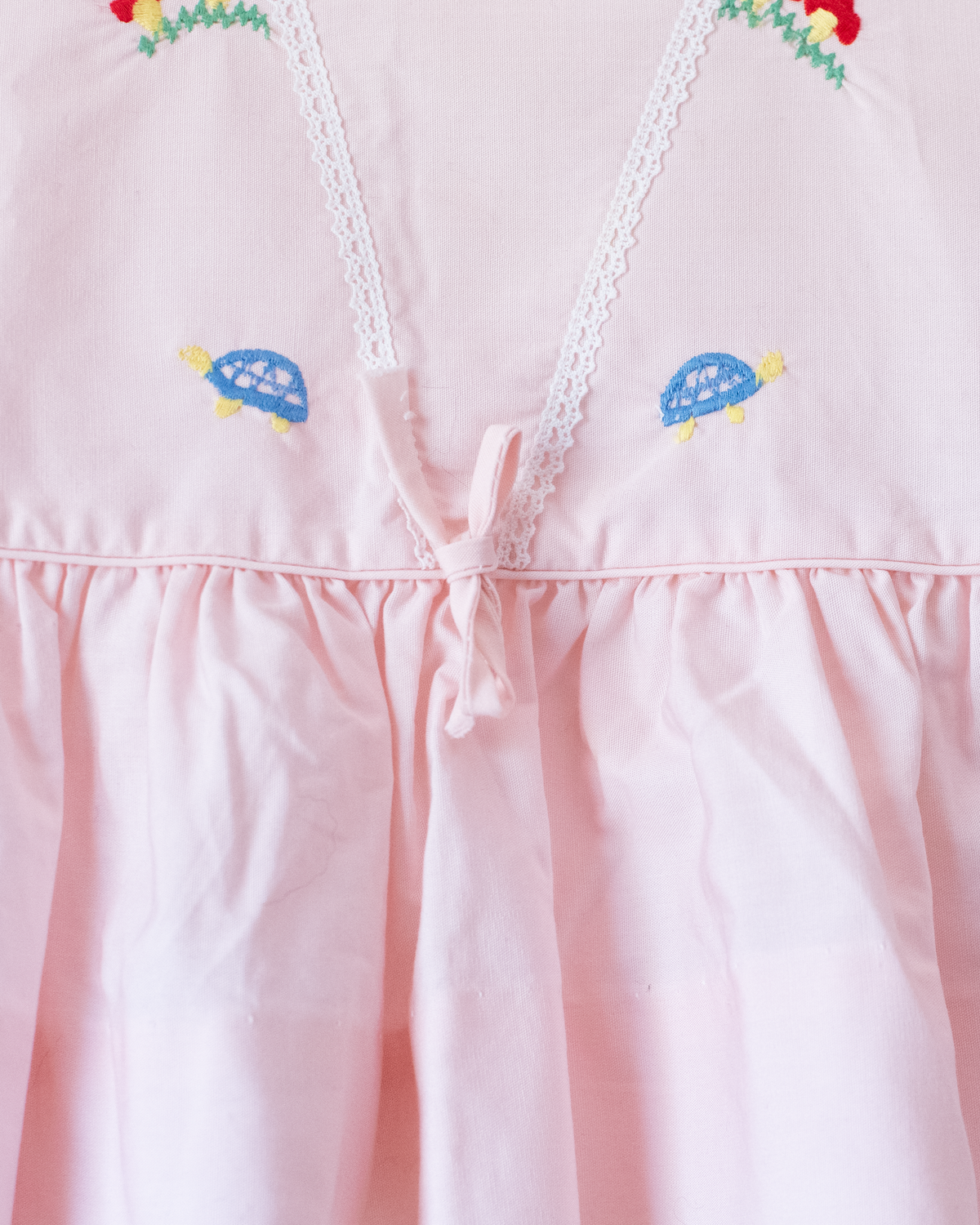 French pink tunic with mushroom and turtle embroidery | 9-18 months