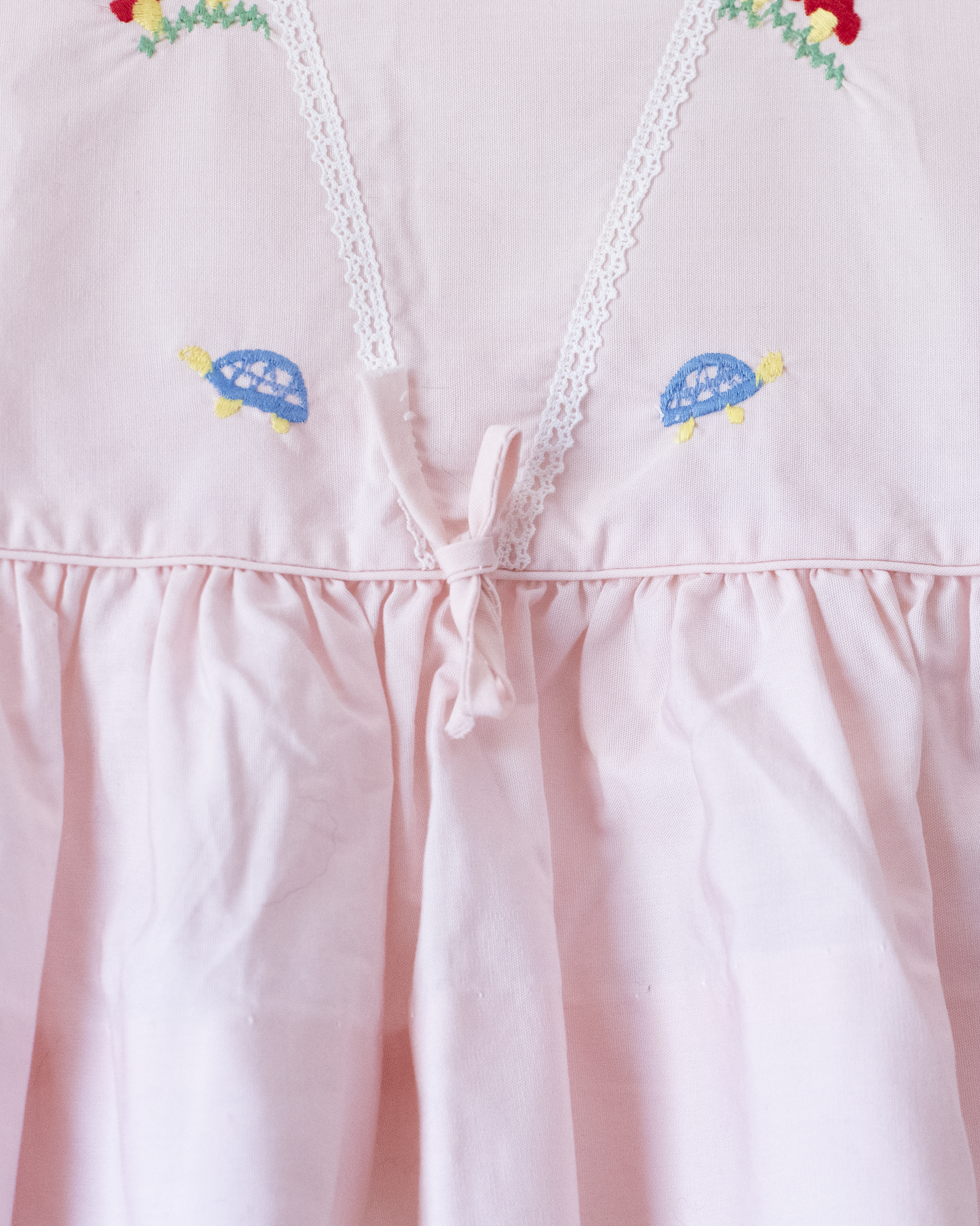 French pink tunic with mushroom and turtle embroidery | 9-18 months