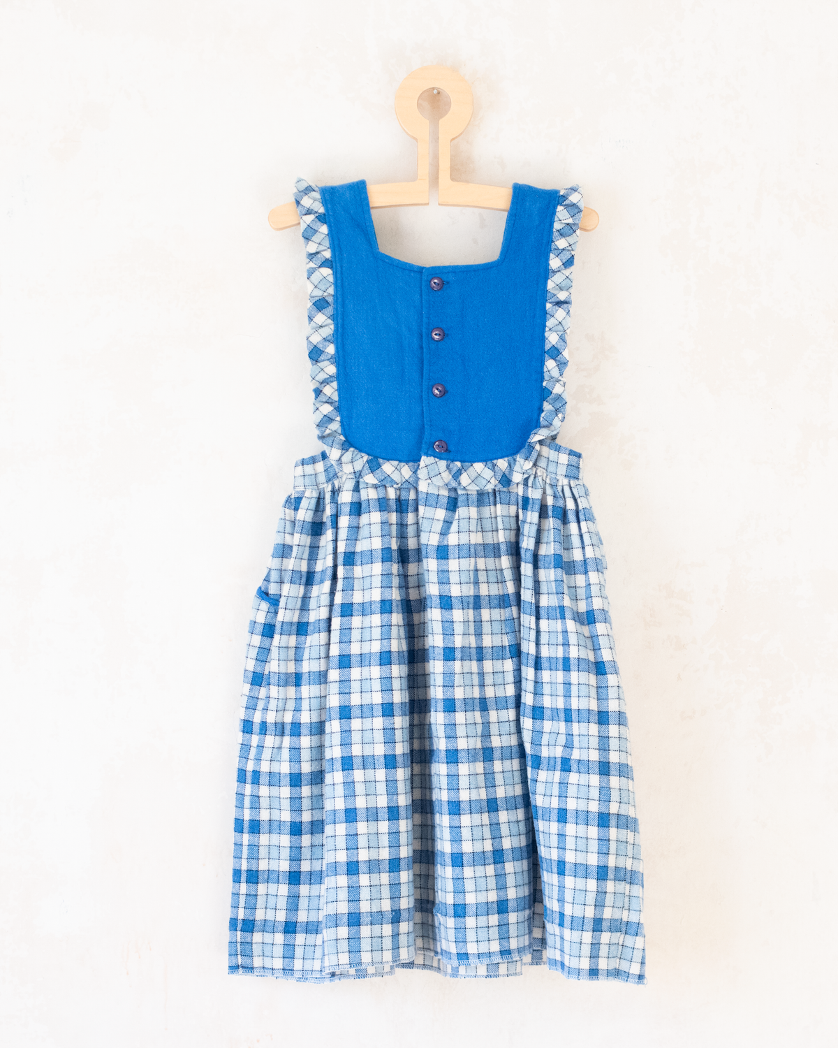Checkered wool dress with mushrooms | Spanish deadstock | 3-4 years