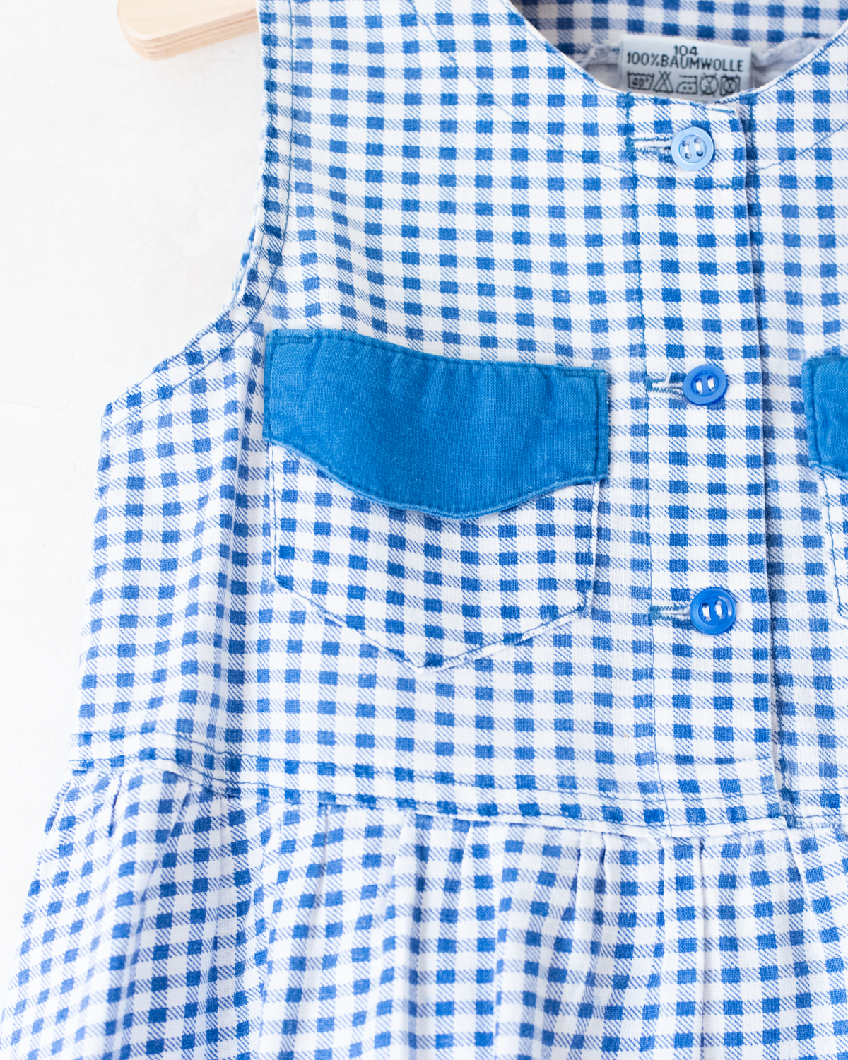 Blue and white plaid dress with pockets | 3-4 years