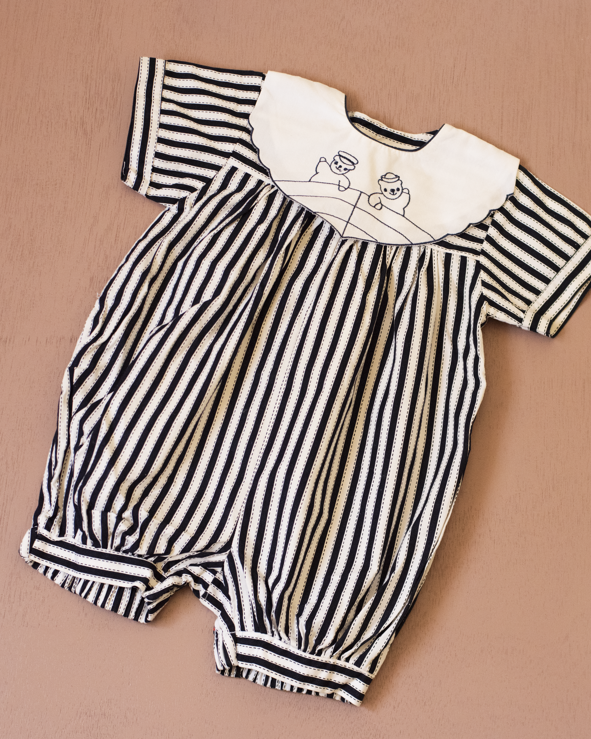 Striped and bear print romper | 3-6 months