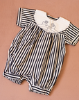 Striped and bear print romper | 3-6 months