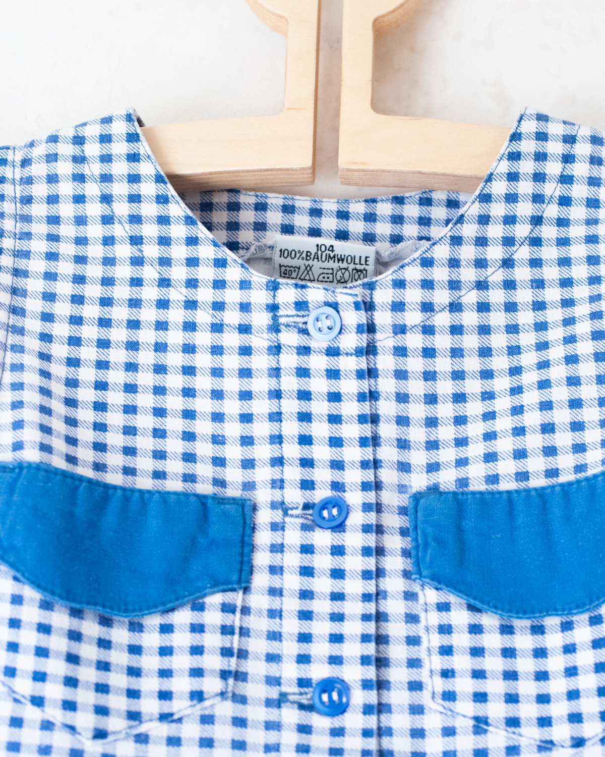 Blue and white plaid dress with pockets | 3-4 years