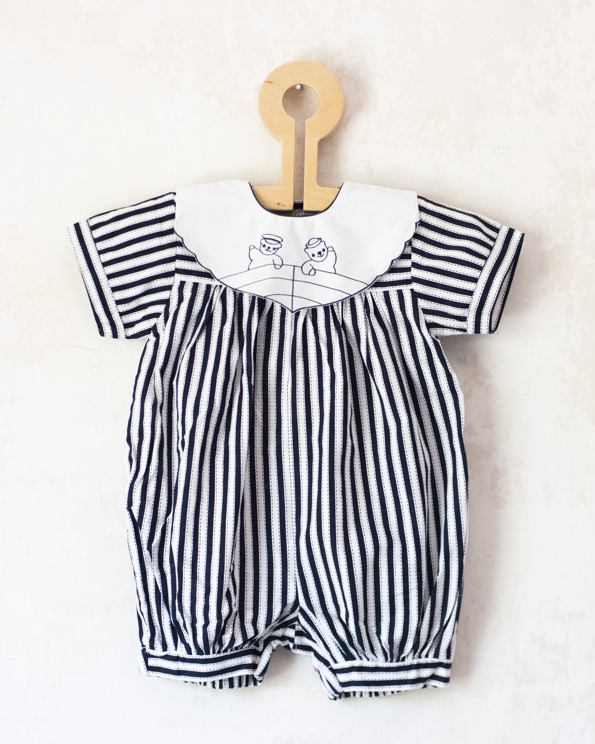 Striped and bear print romper | 3-6 months