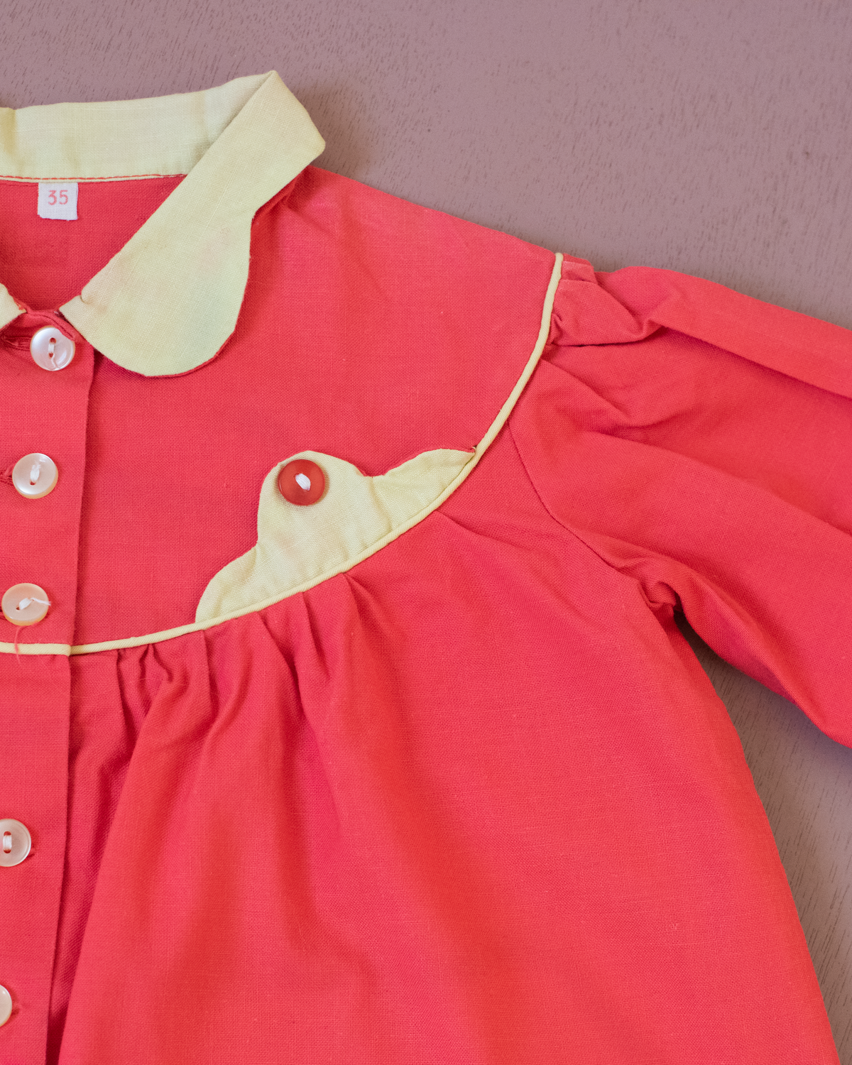 Long 70s pink and yellow shirt | 9-12 months