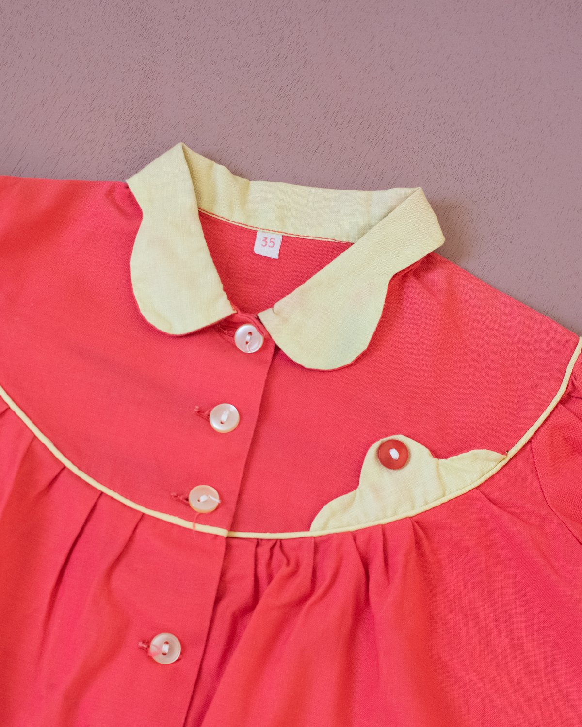 Long 70s pink and yellow shirt | 9-12 months
