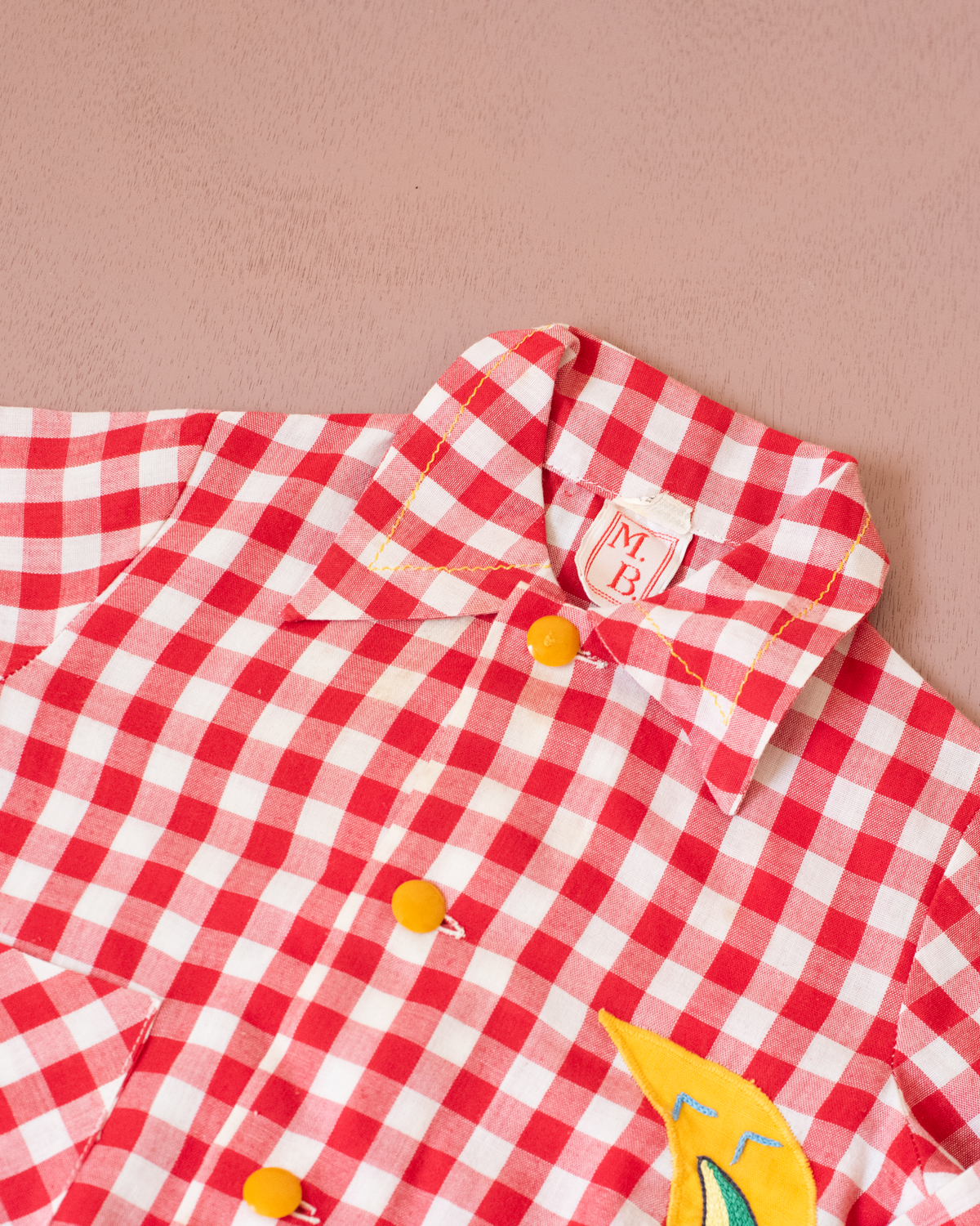 Thin 1950s checkered jacket with embroidered moon | 12-18 months