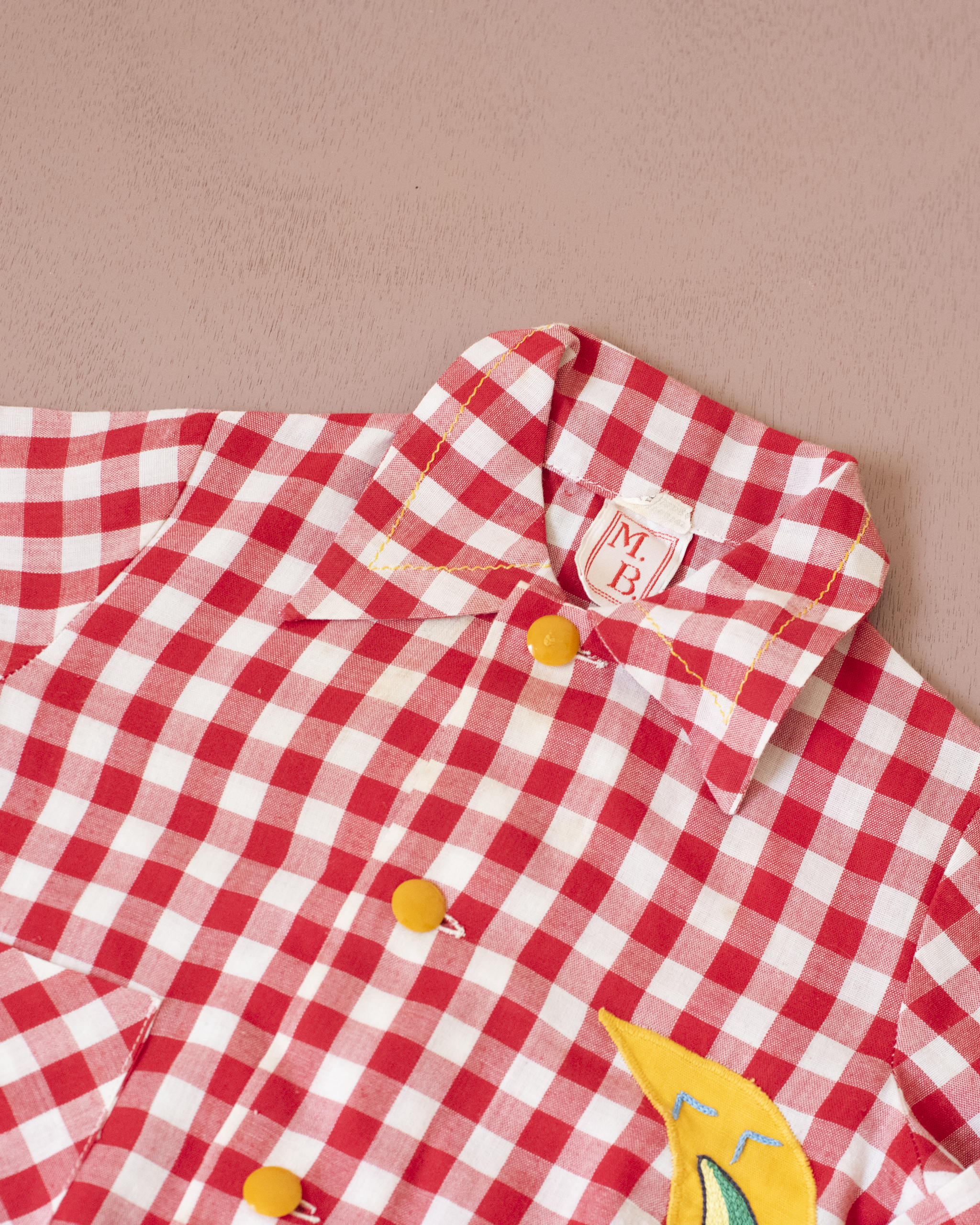 ז׳קט דקיק משנות ה50 עם משבצות וירח רקום | 12-18 חודשים